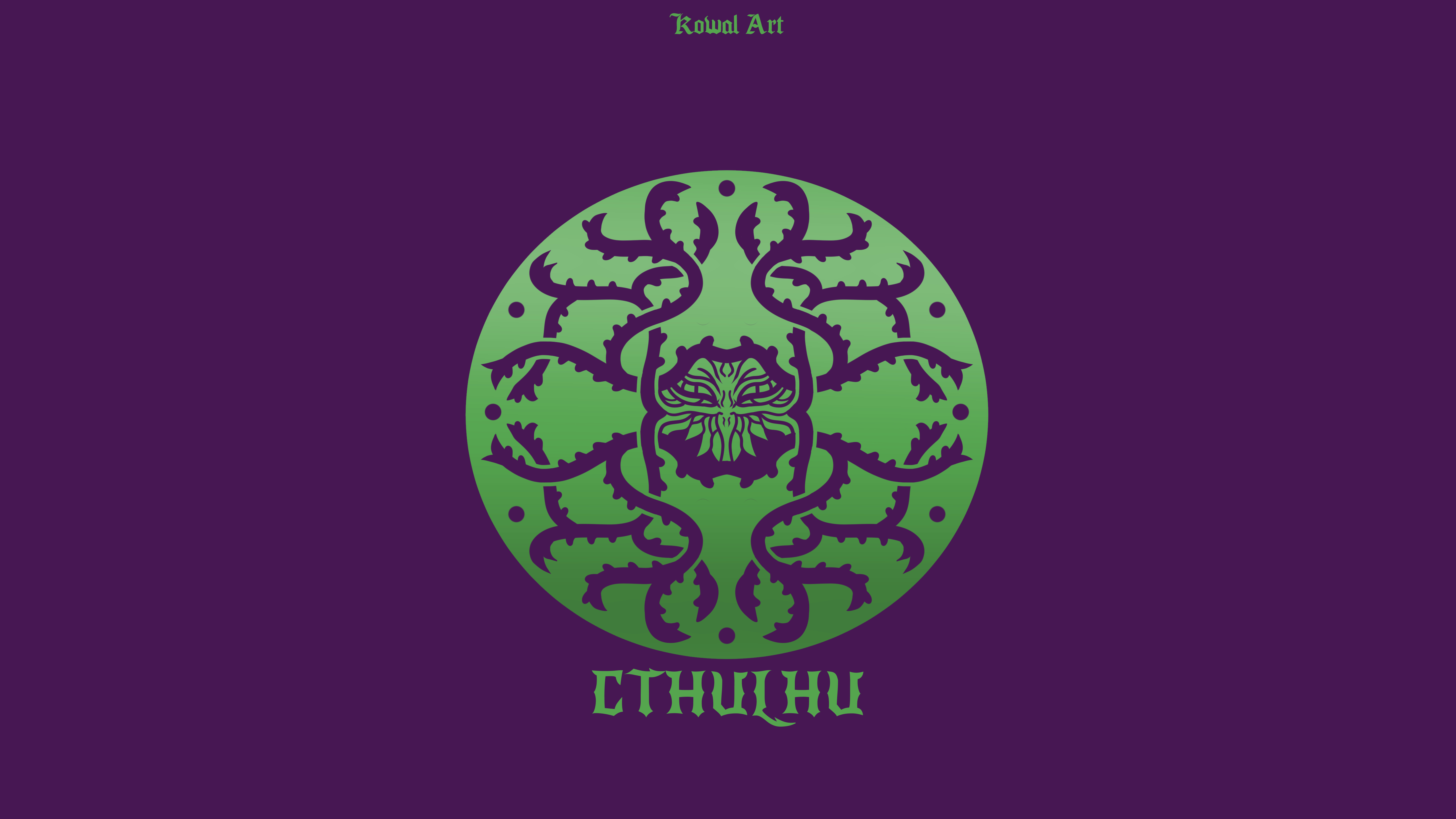 Cthulhu Call Of Cthulhu H P Lovecraft KowalArt Tattoo Artist Simple Background Purple Background Min 5120x2880