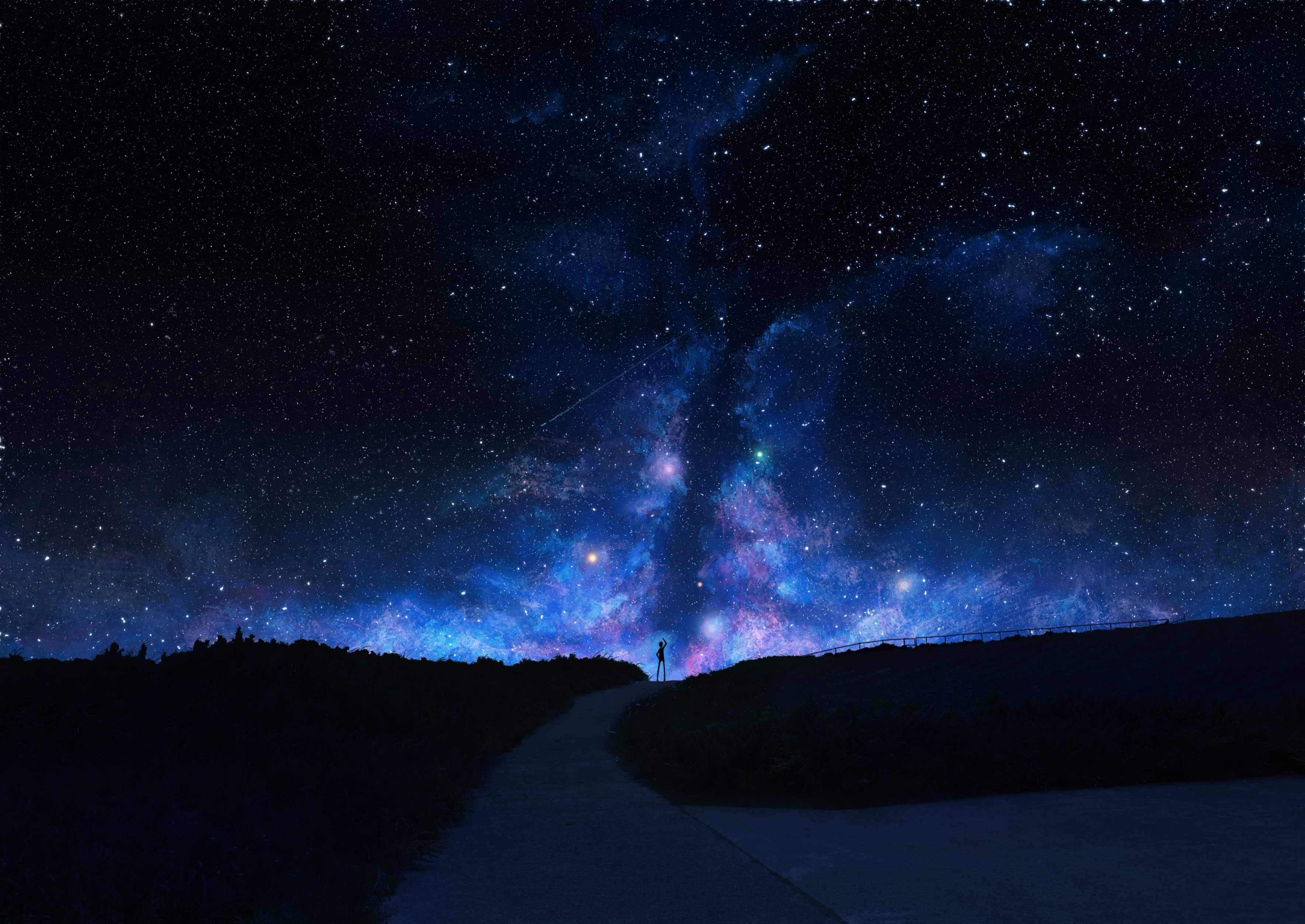 Digital Digital Art Illustration Artwork Galaxy Stars Landscape Nature Night 3541x2508