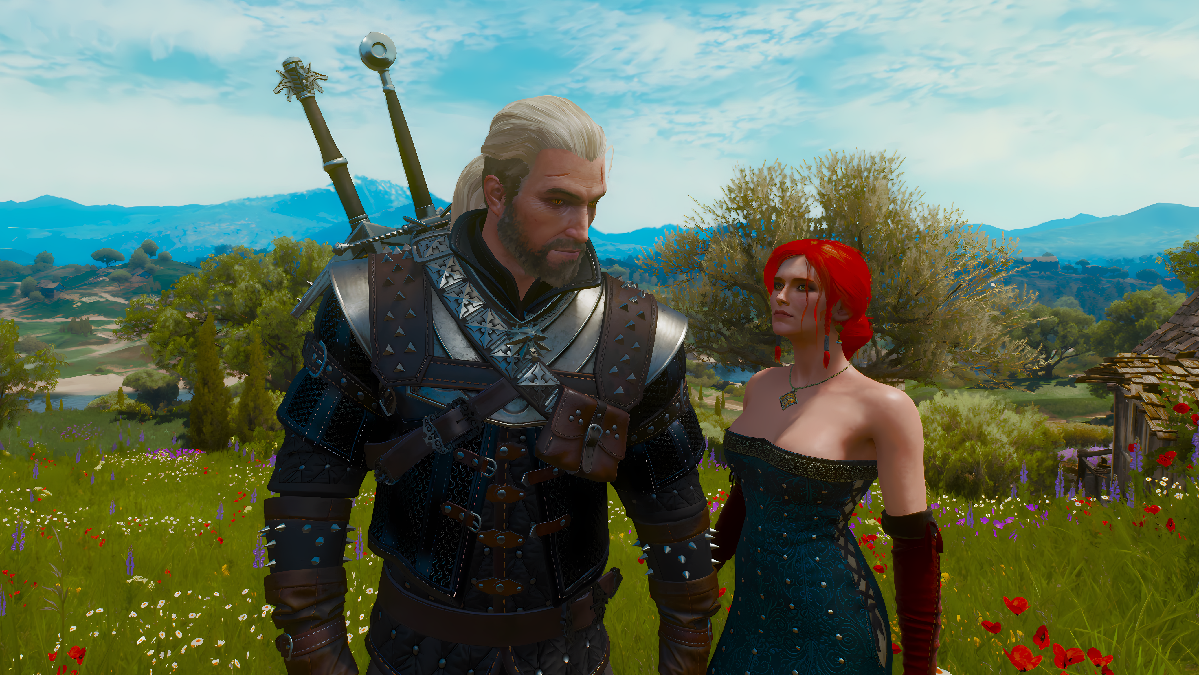 The Witcher 3 Wild Hunt Triss Merigold Video Games Video Game Characters CGi Flowers 4143x2331