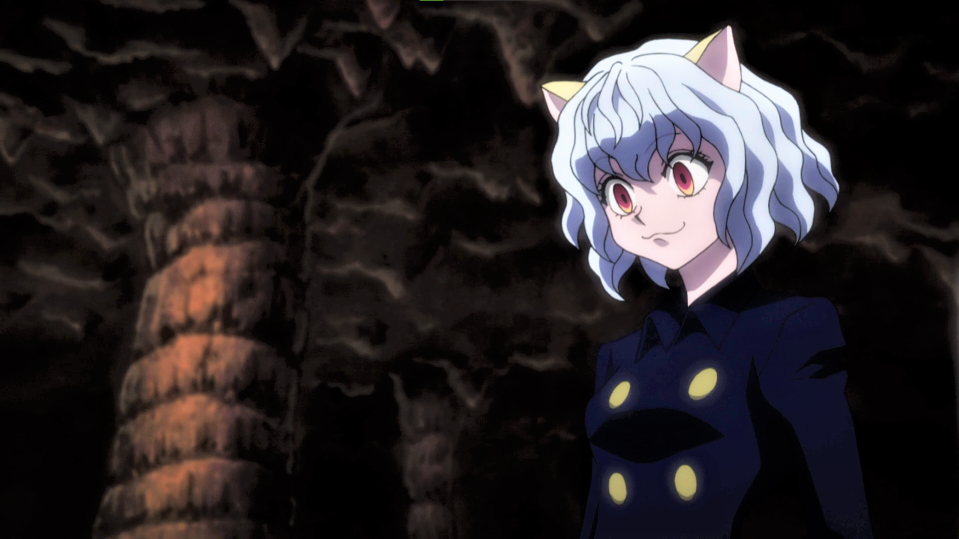 Neferpitou Hunter X Hunter White Hair Cat Ears Pink Eyes Smiling Anime Anime Screenshot Anime Girls  1920x1080