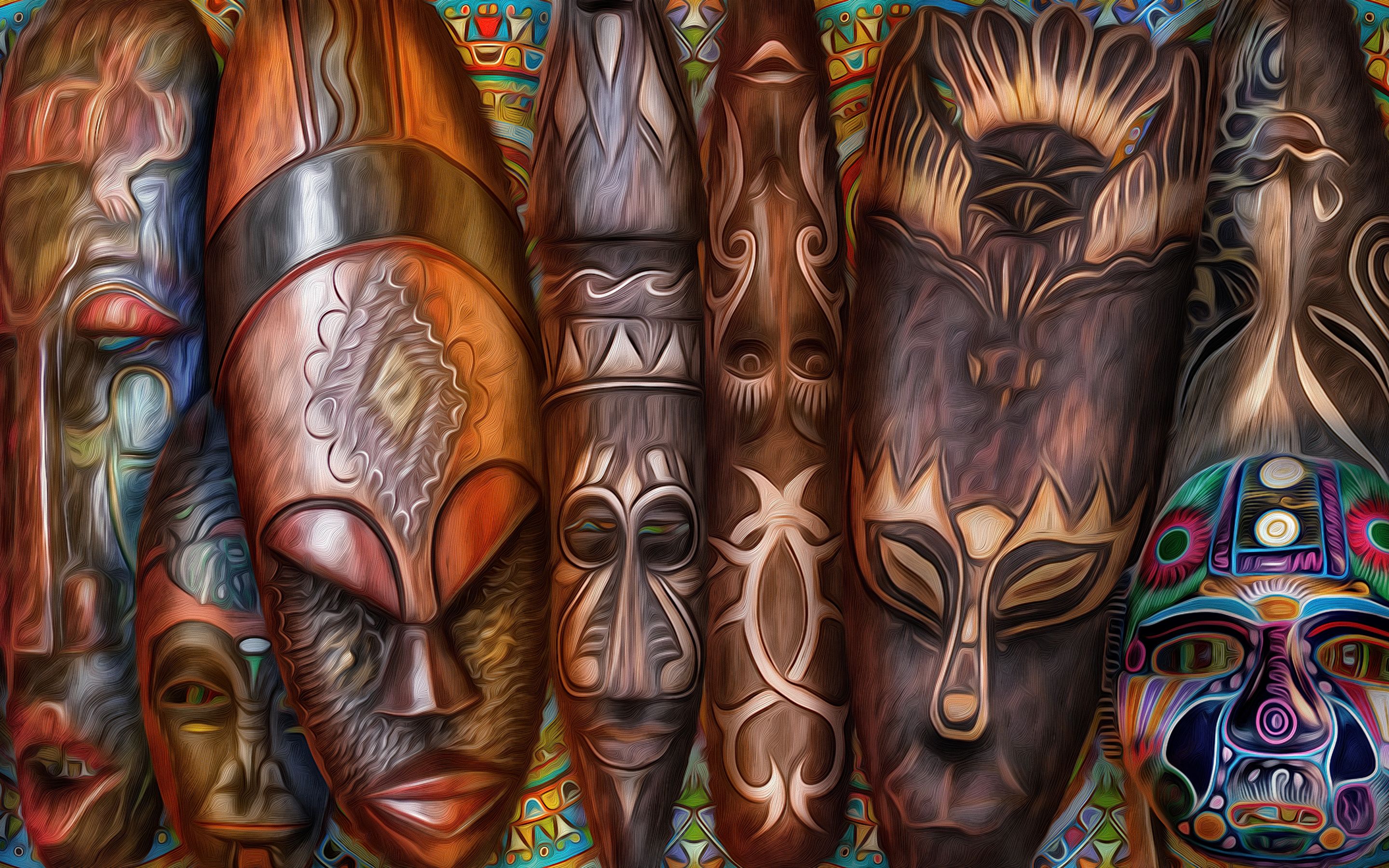 Digital Art Africa Mask Artwork Ai Art 2880x1800