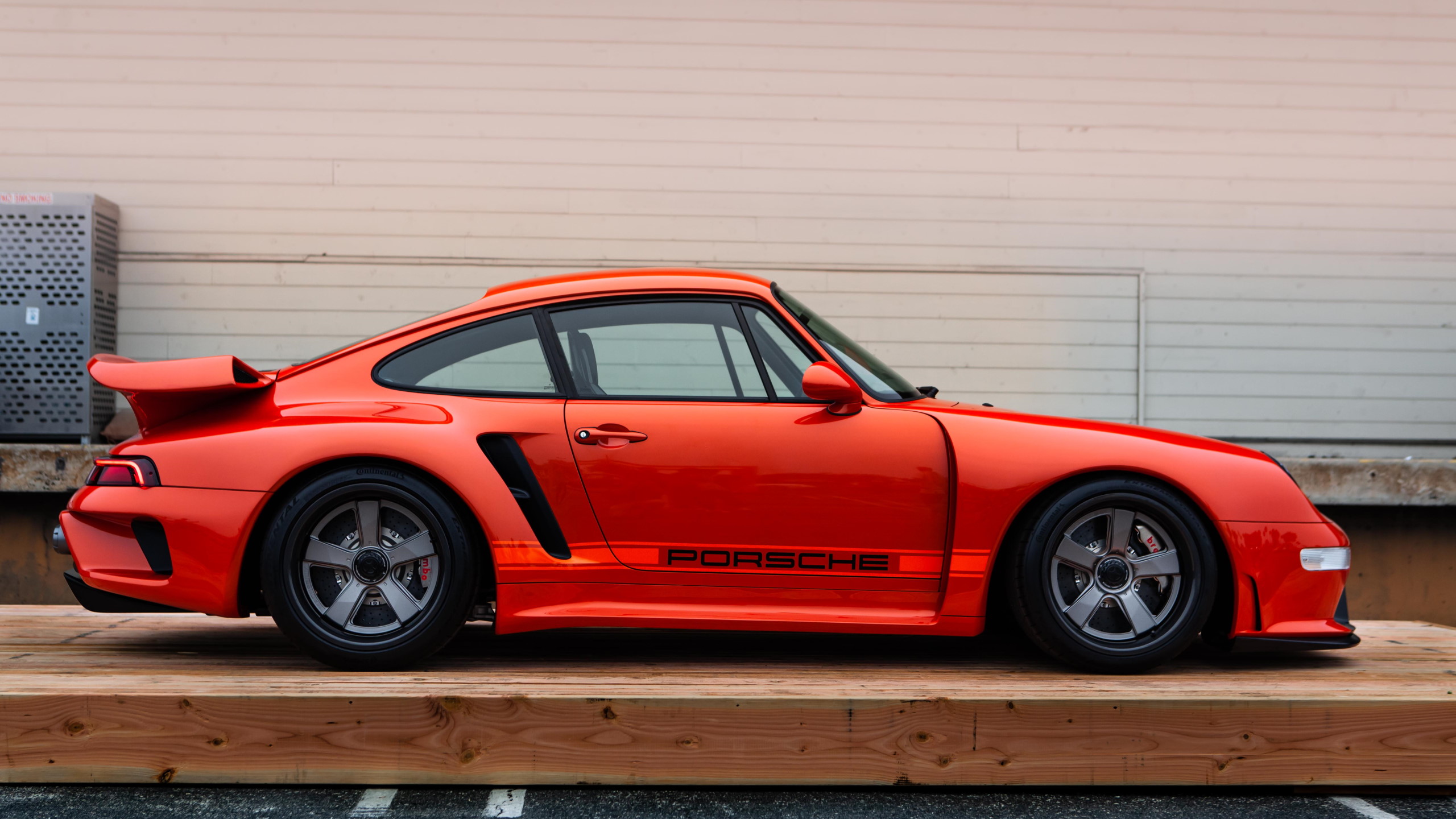 Porsche 993 Restomod Orange Cars 90s Cars Side View Car 2560x1440