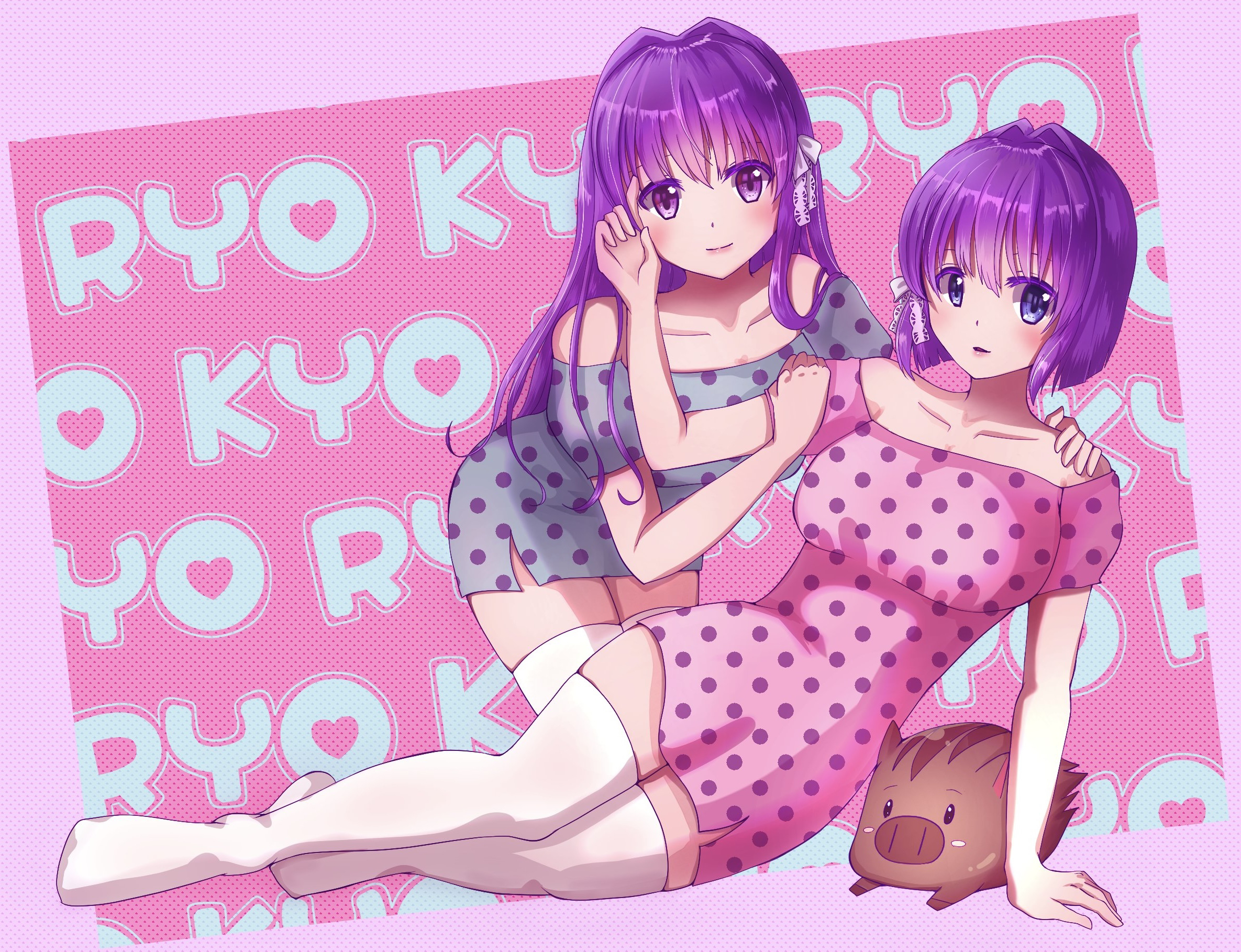 Anime Anime Girls Clannad Fujibayashi Ryou Fujibayashi Kyou Long Hair Short Hair Purple Hair Twins A 2370x1818