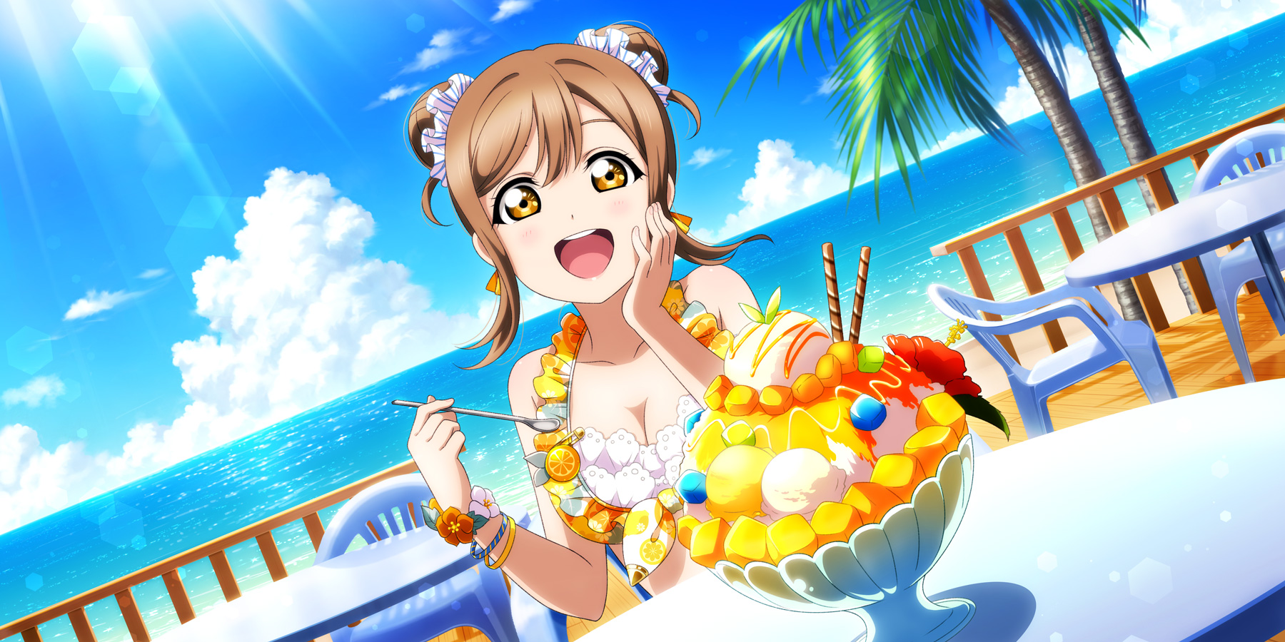 Love Live Sunshine Kunikida Hanamaru Anime Girls Food Ice Cream Beach Hair Ornament 1800x900