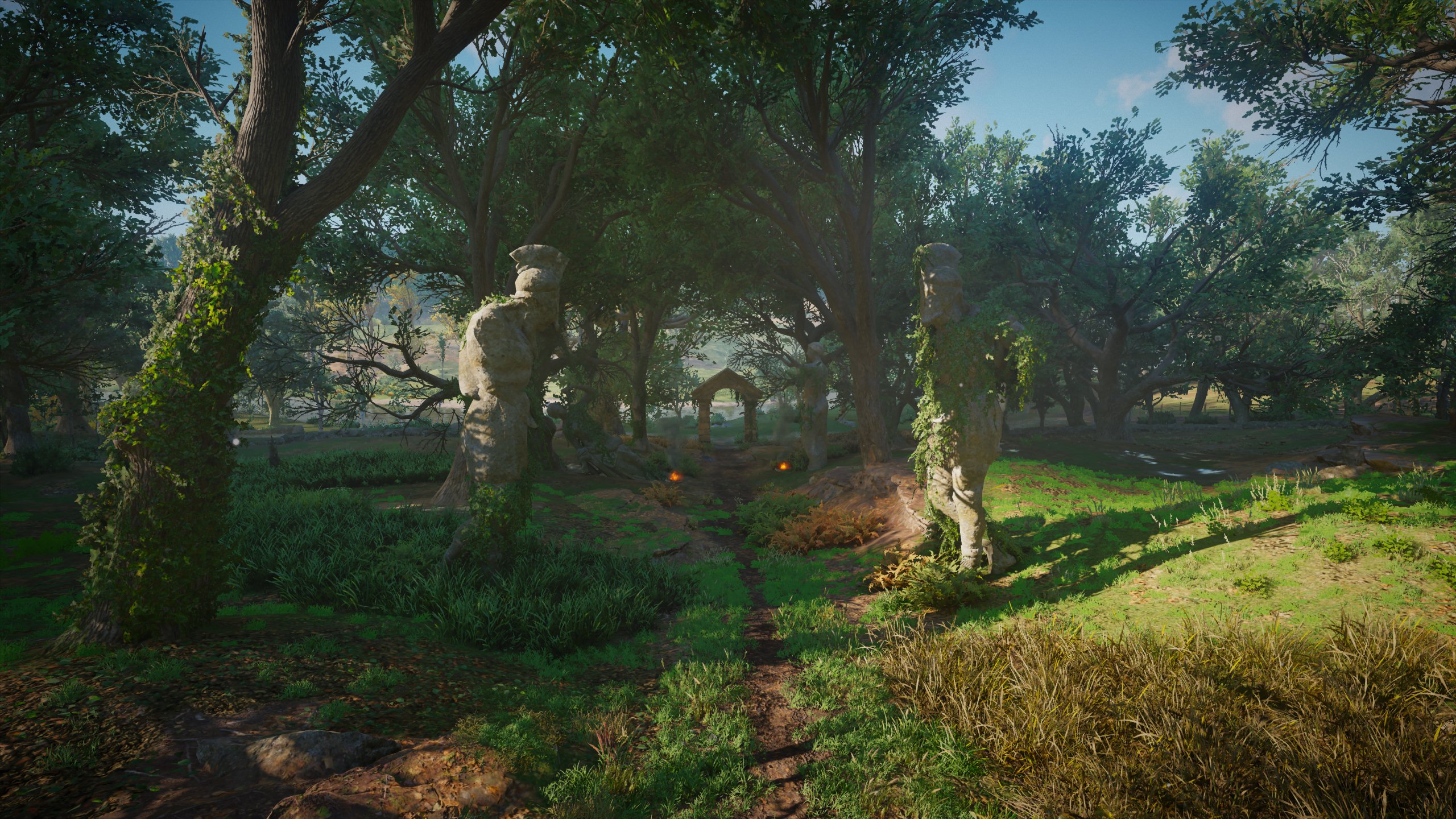 Assassins Creed Video Games Trees Video Game Art Clouds Sunlight Sky Statue CGi Nature Grass 2560x1440