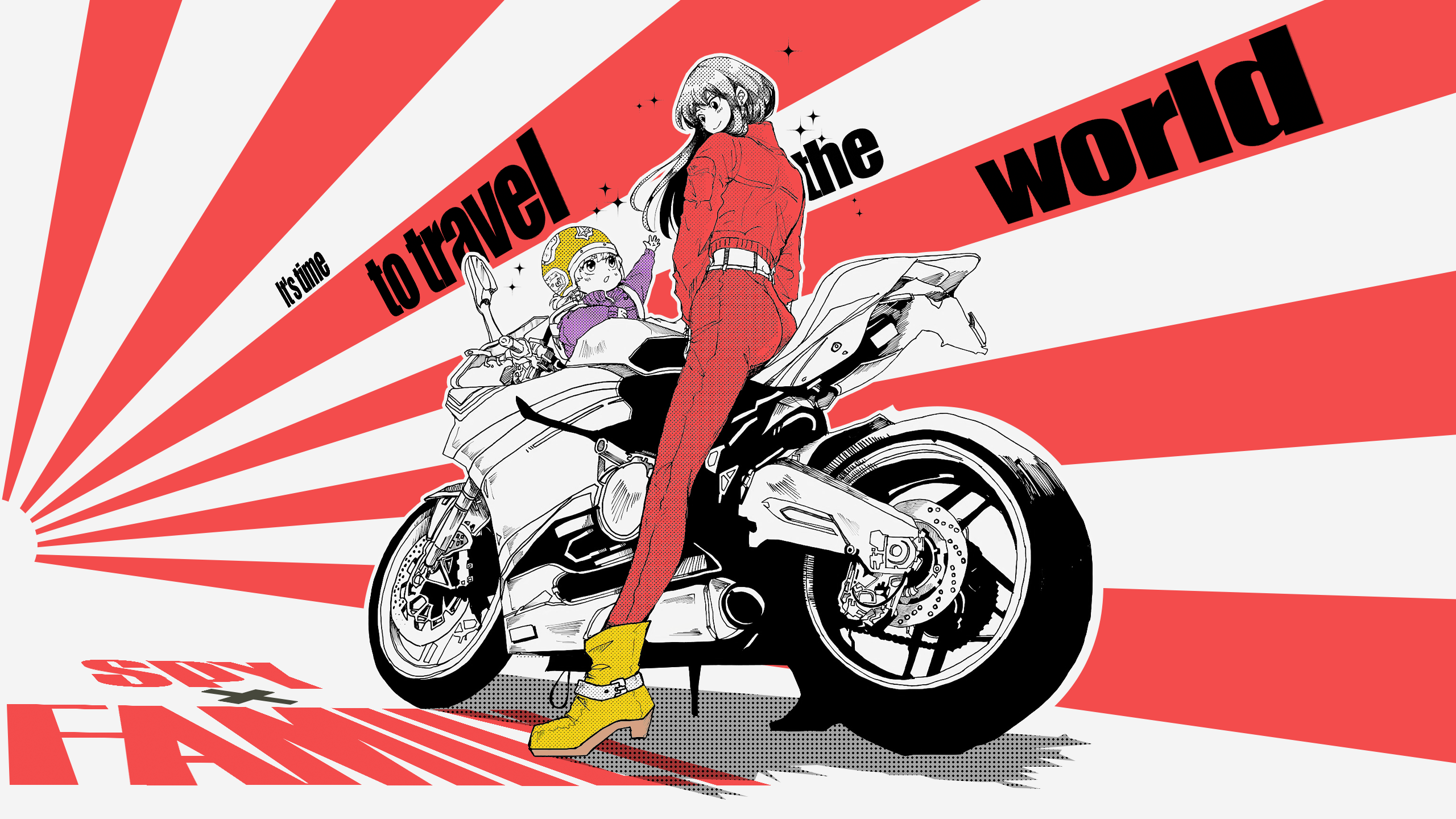 Yor Forger Anya Forger Motorcycle Spy X Family Perspective Minimalism Smiling Anime Girls Selective  2560x1440