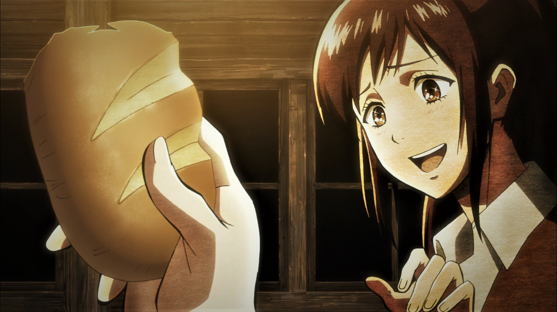 Shingeki No Kyojin Blouse Sasha Smiling Hands Potatoes Ponytail Window Anime Anime Screenshot Anime  1920x1077