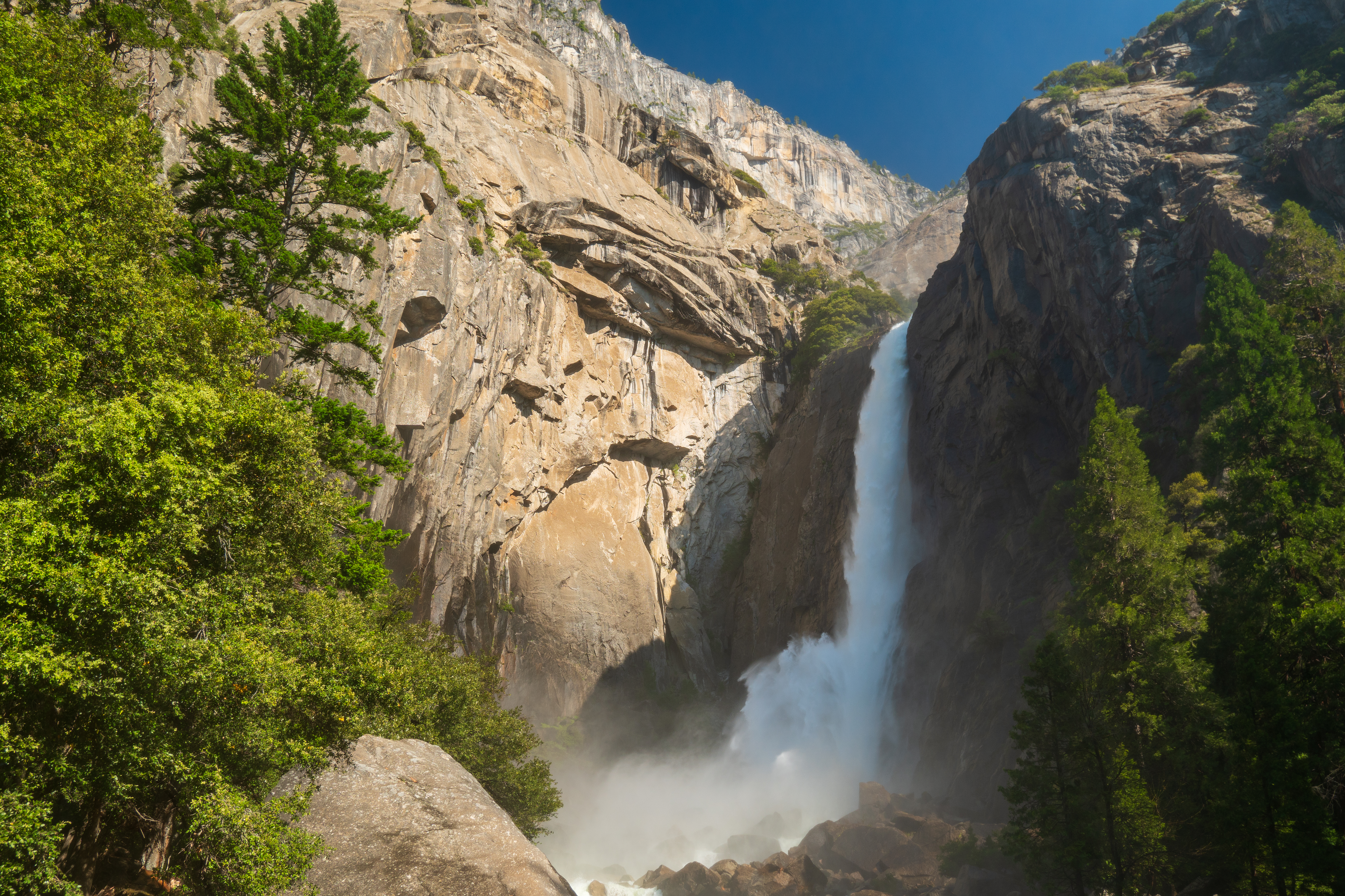 Yosemite Falls Yosemite National Park Yosemite Valley Waterfall Nature Water Trees 5513x3675