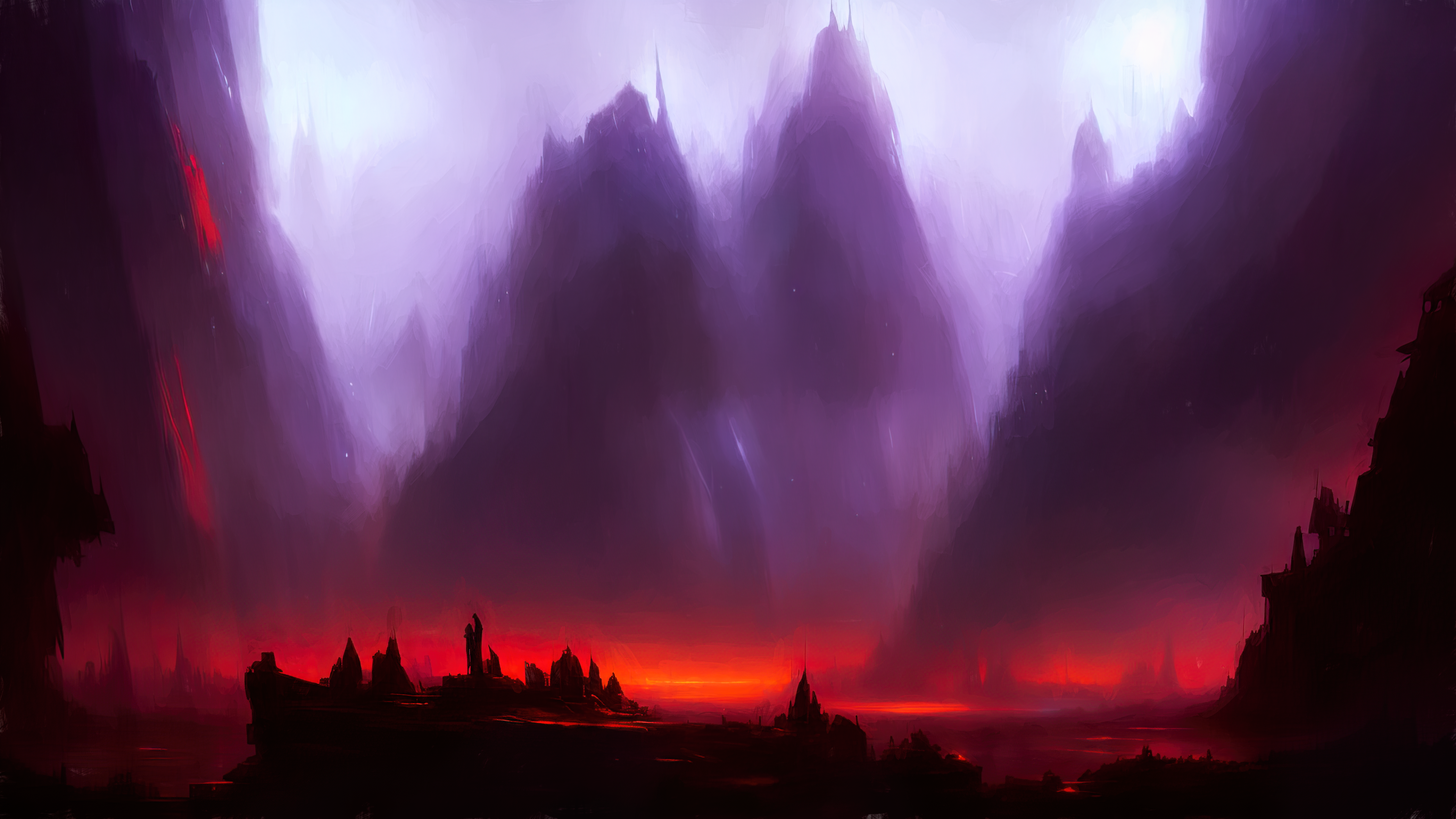 Ai Art Stable Diffusion Hell Lava Mountains Rocks Gloomy 3840x2160