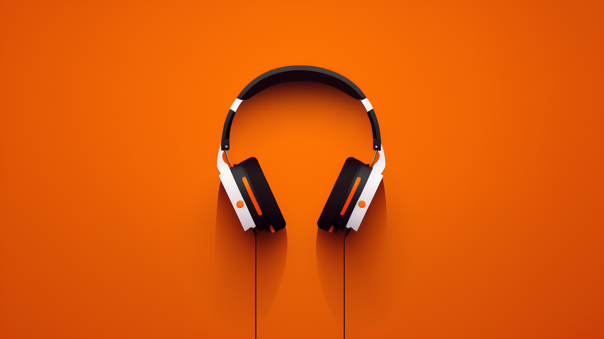 Ai Art Minimalism Headphones Simple Background Orange Background 1920x1080