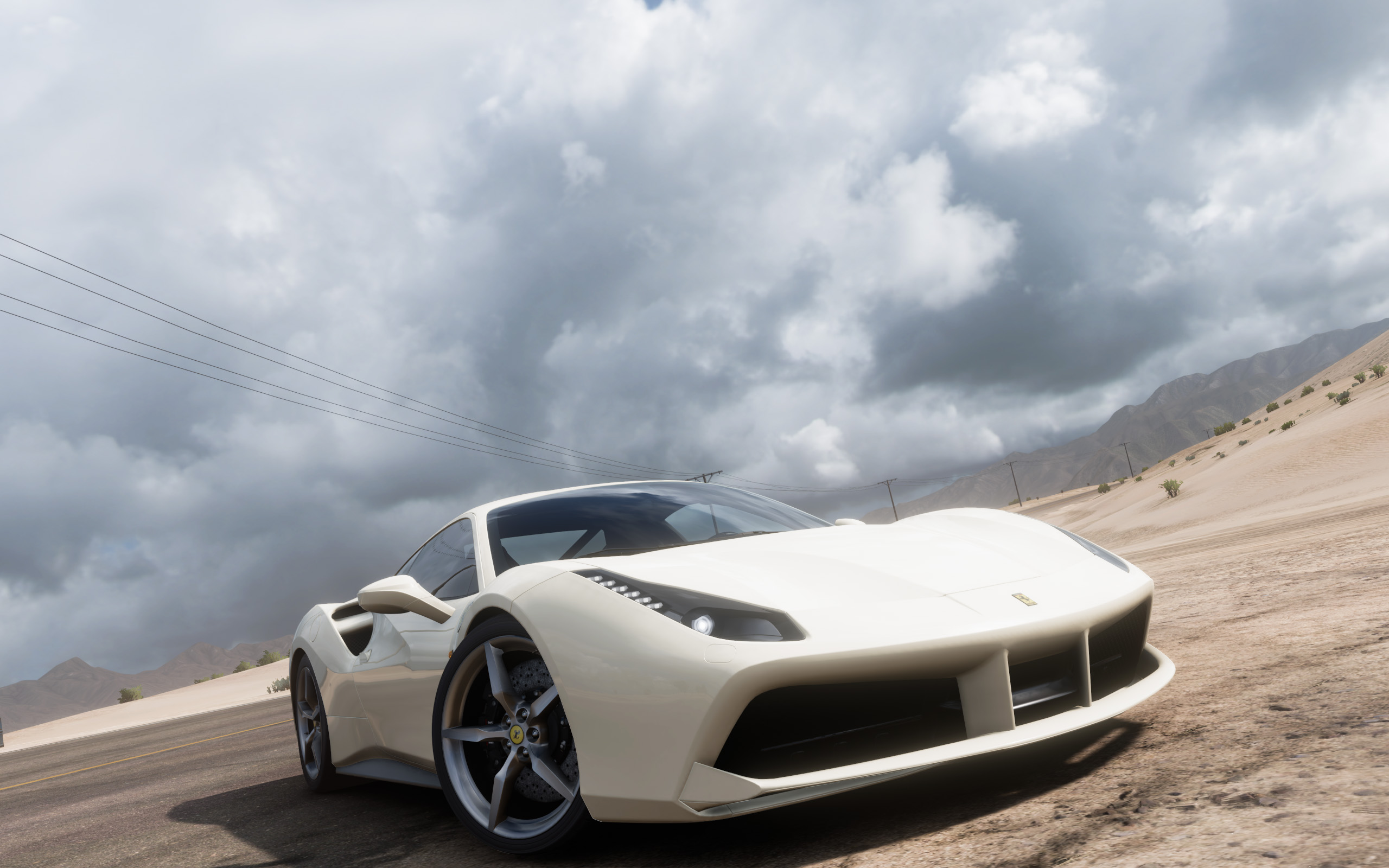 Forza Horizon 5 Screen Shot Video Games Ferrari Car CGi Clouds Sky Front Angle View 2560x1600