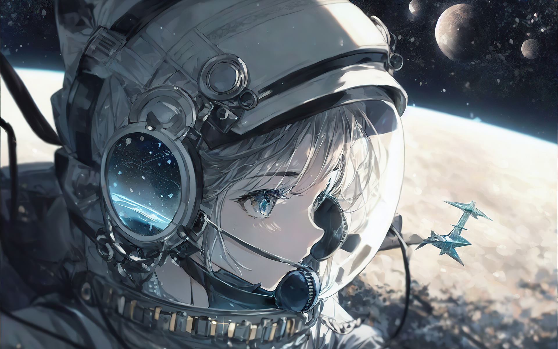 Astronaut Anime Anime Girls Spacesuit Space Planet 1920x1200
