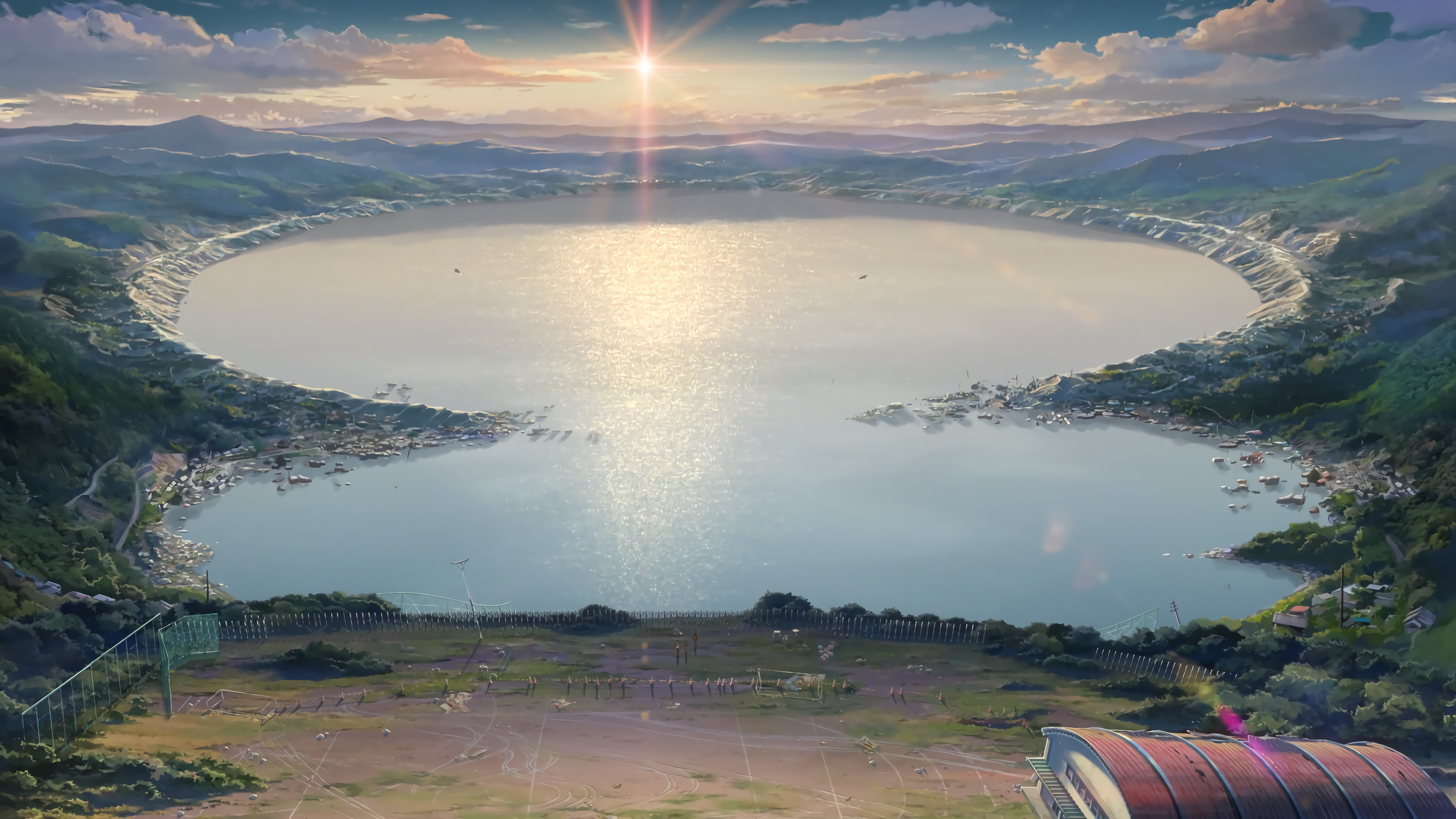 Lake Anime Sunlight Meteor Crater Kimi No Na Wa Water Landscape 7680x4320