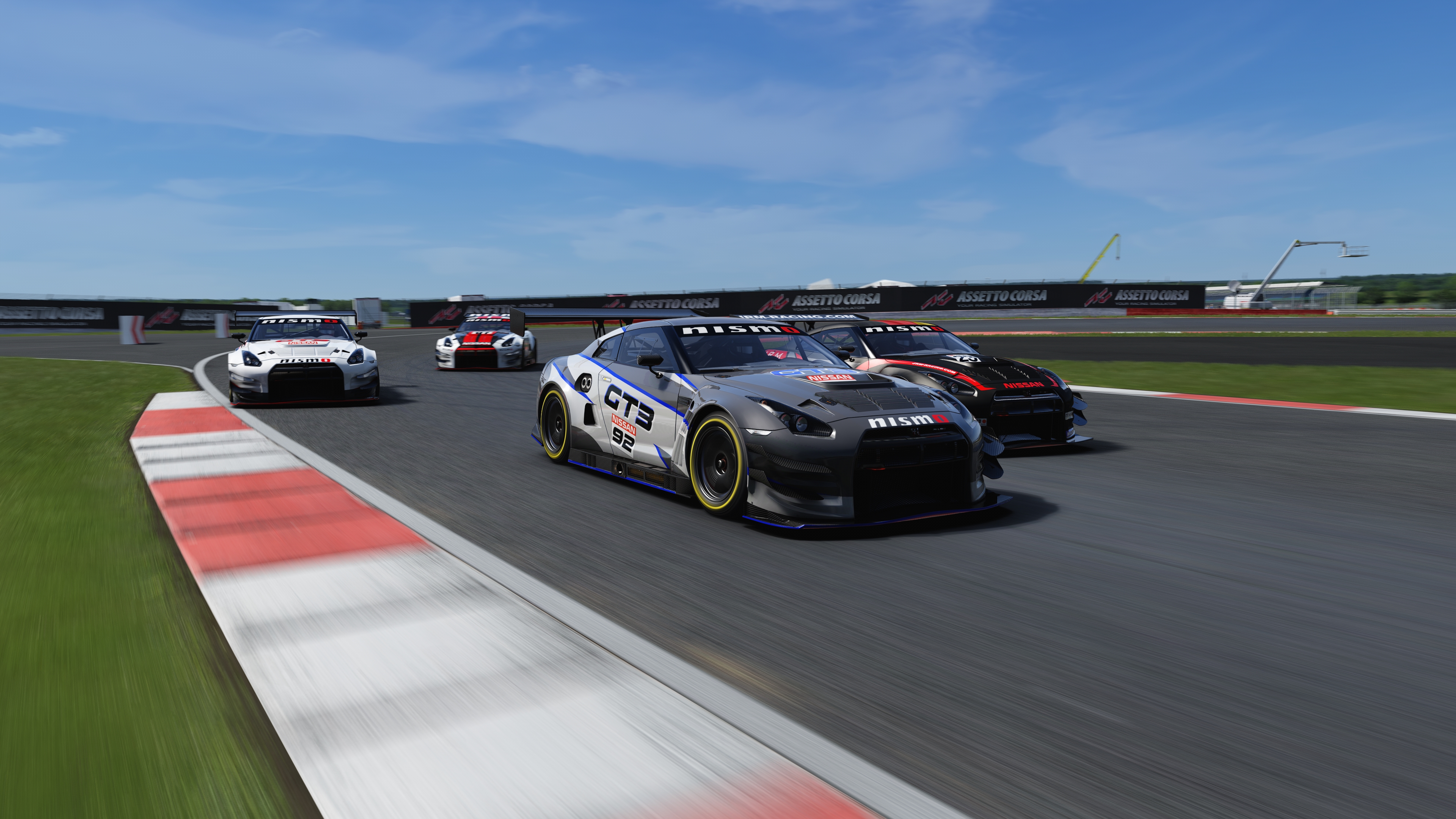 GT3 Racing Nissan GT R Nissan GT R NiSMO Silverstone Assetto Corsa Front Angle View CGi Car Race Car 3840x2160