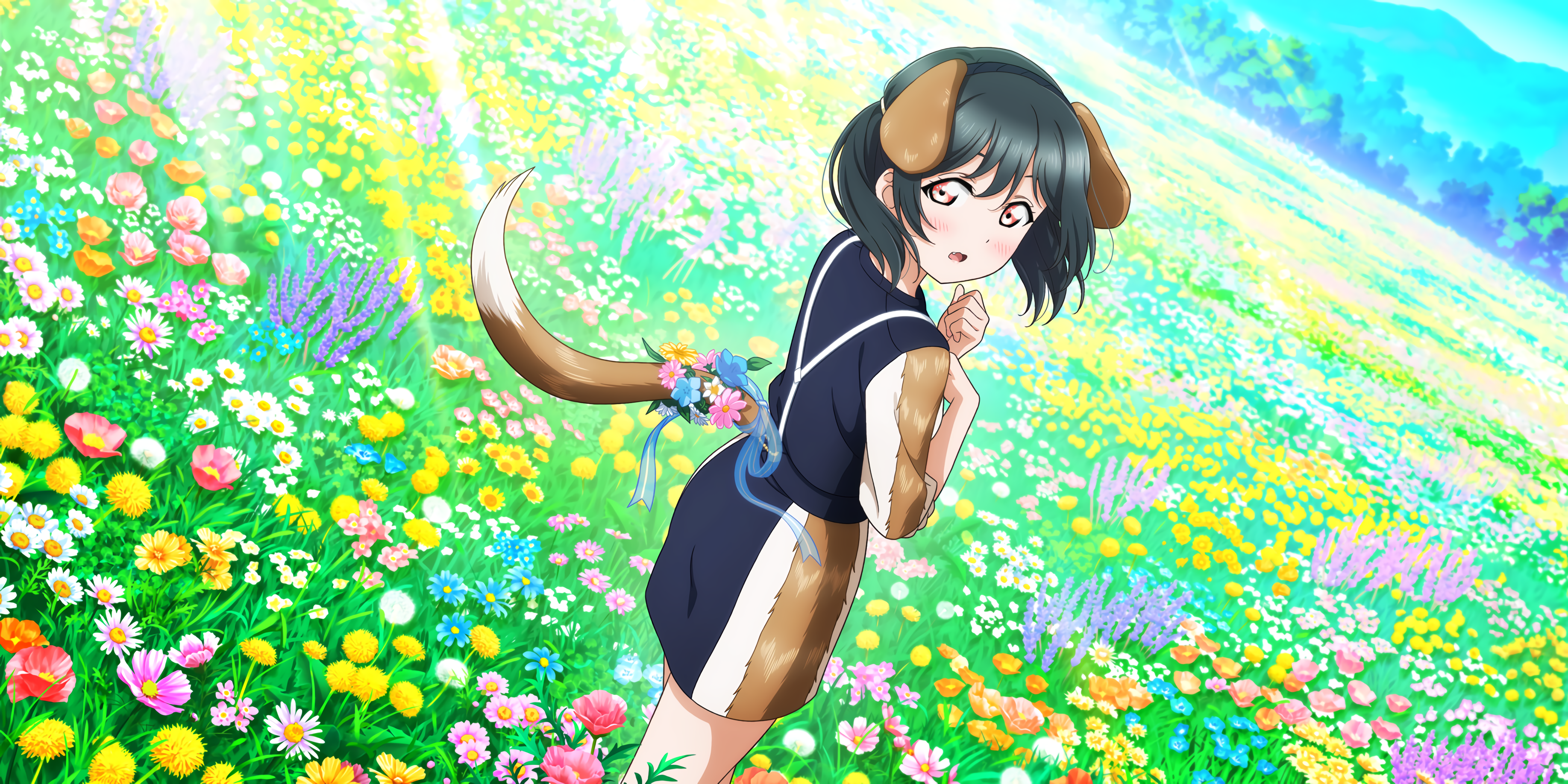 Mifune Shioriko Love Live Anime Anime Girls Flowers 3670x1836