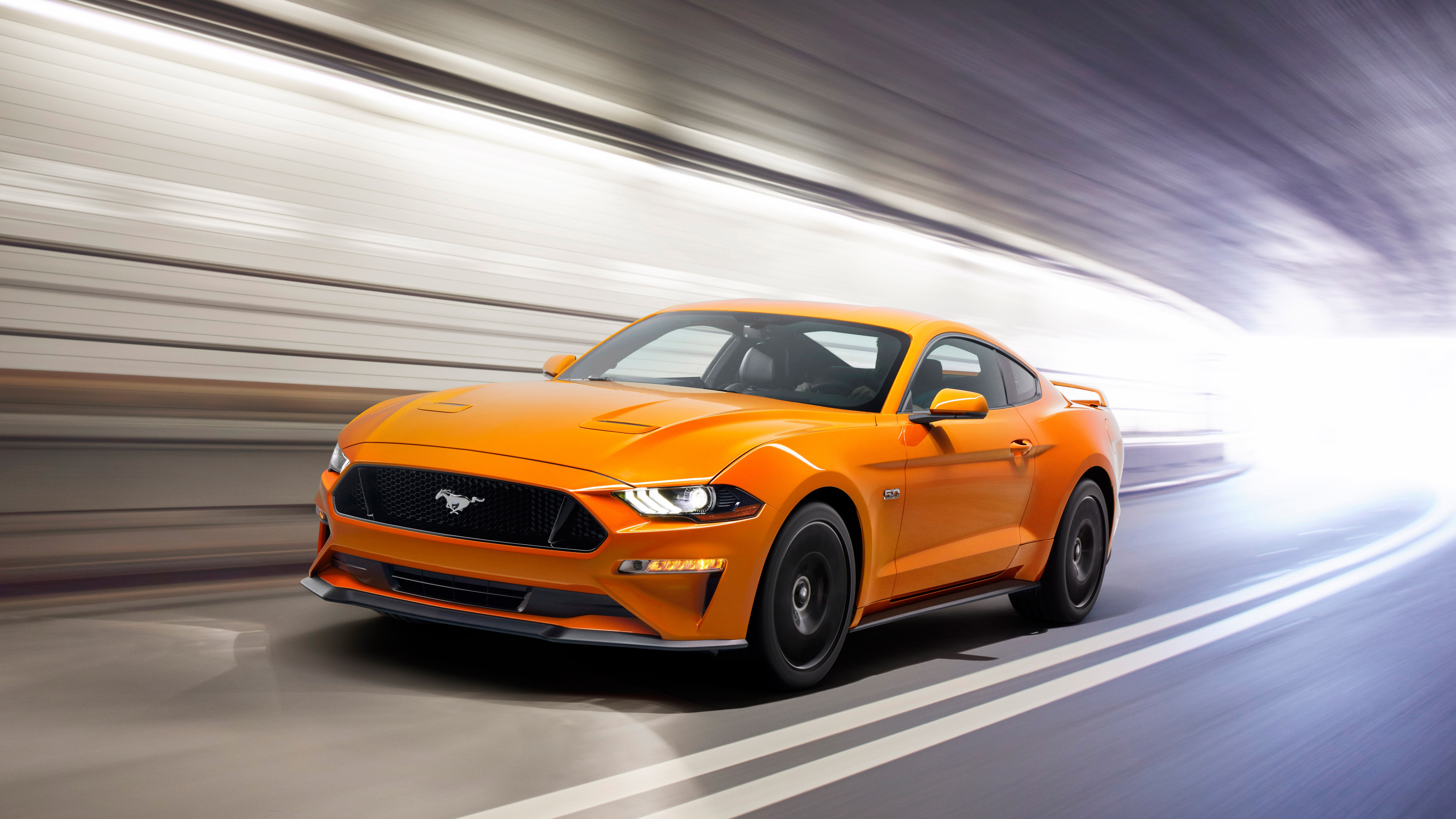 Car Ford Mustang Orange Cars Vehicle Tunnel 5120x2880