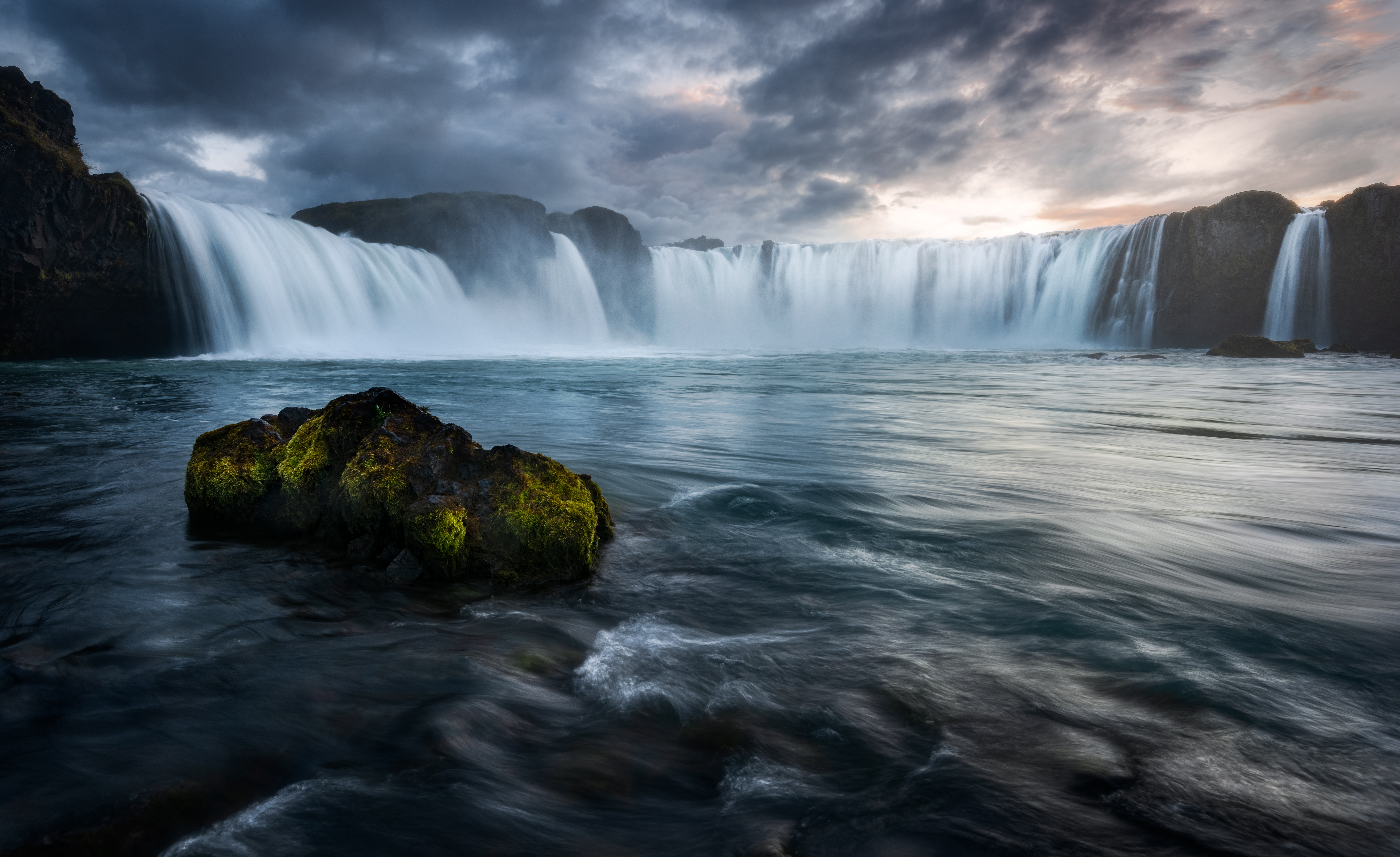 Waterfall Iceland Nature 7360x4503