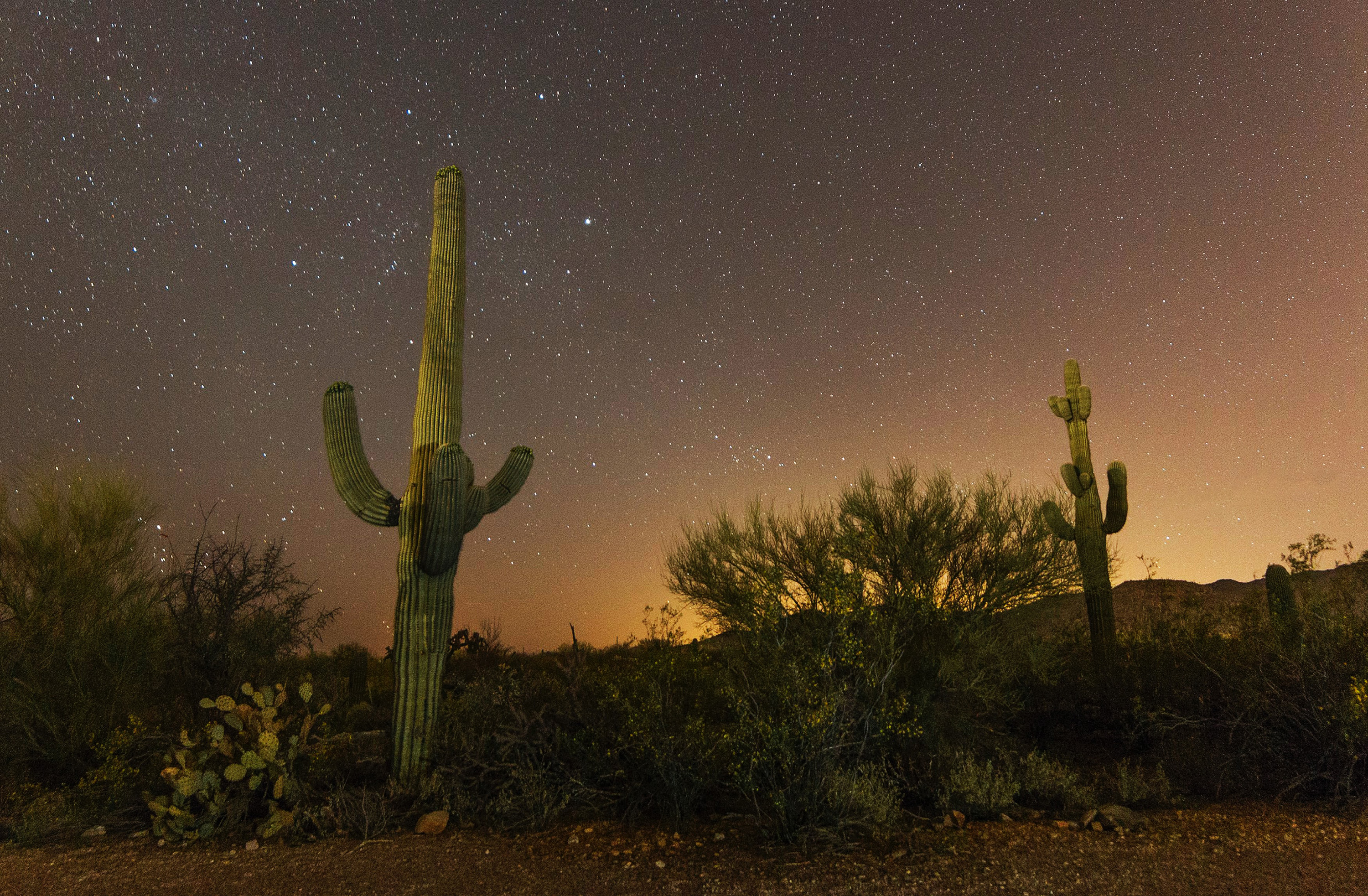 Landscape Desert Starry Night Night Sky 3000x1965