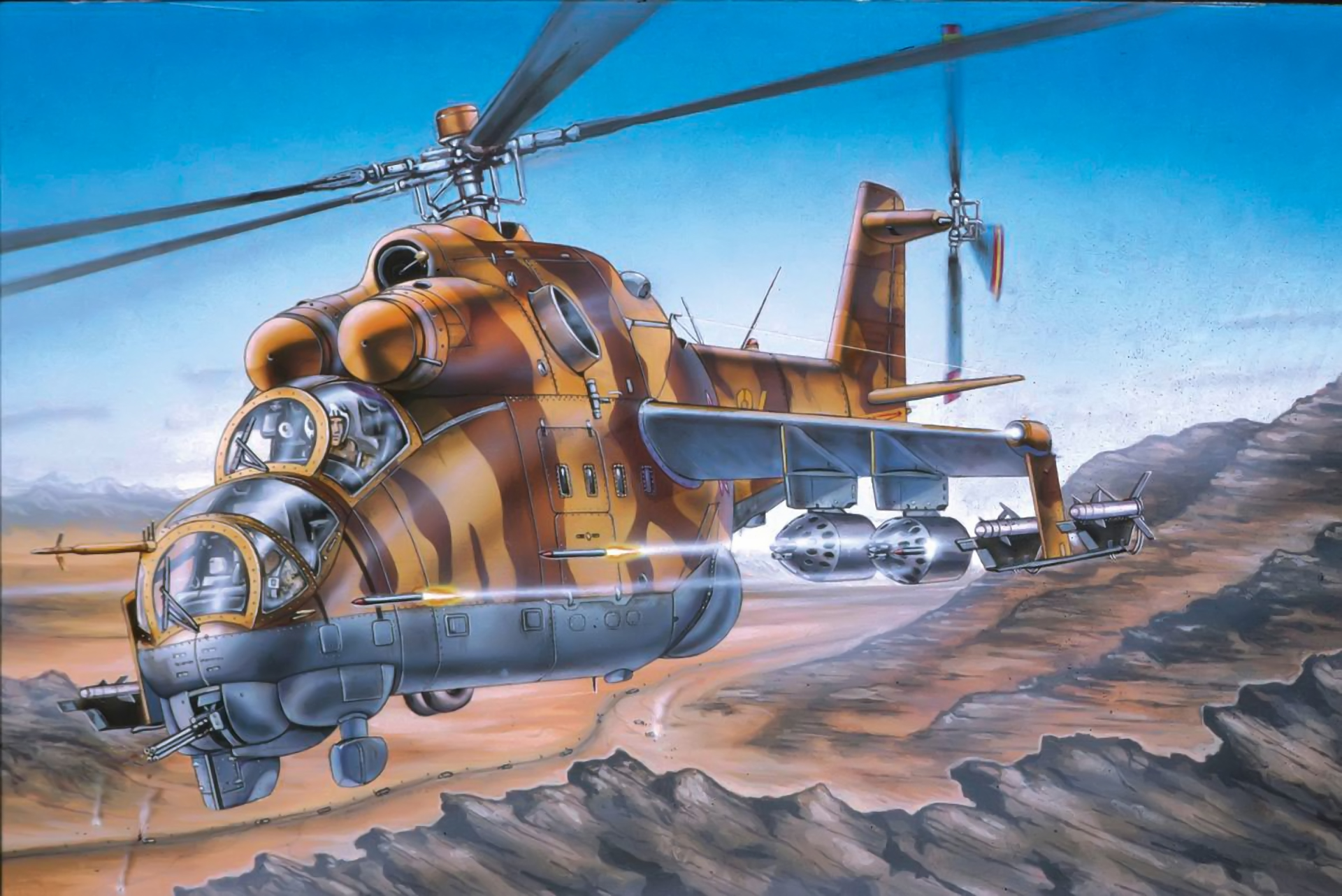 Aircraft Military Flying Rocket Military Vehicle Artwork Missiles Soldier Men Mil Mi 24 1920x1282