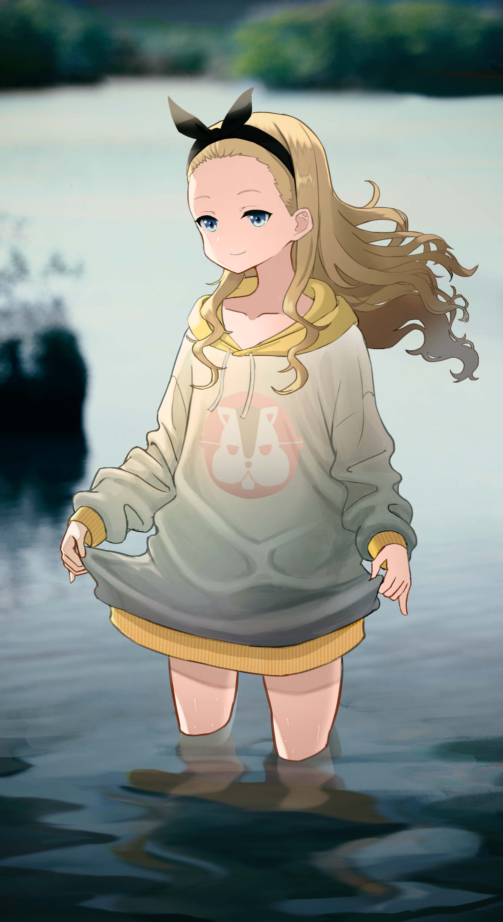 Anime Anime Girls Lycoris Recoil Kurumi Lycoris Recoil Long Hair Blonde Solo Artwork Digital Art Fan 2045x3745