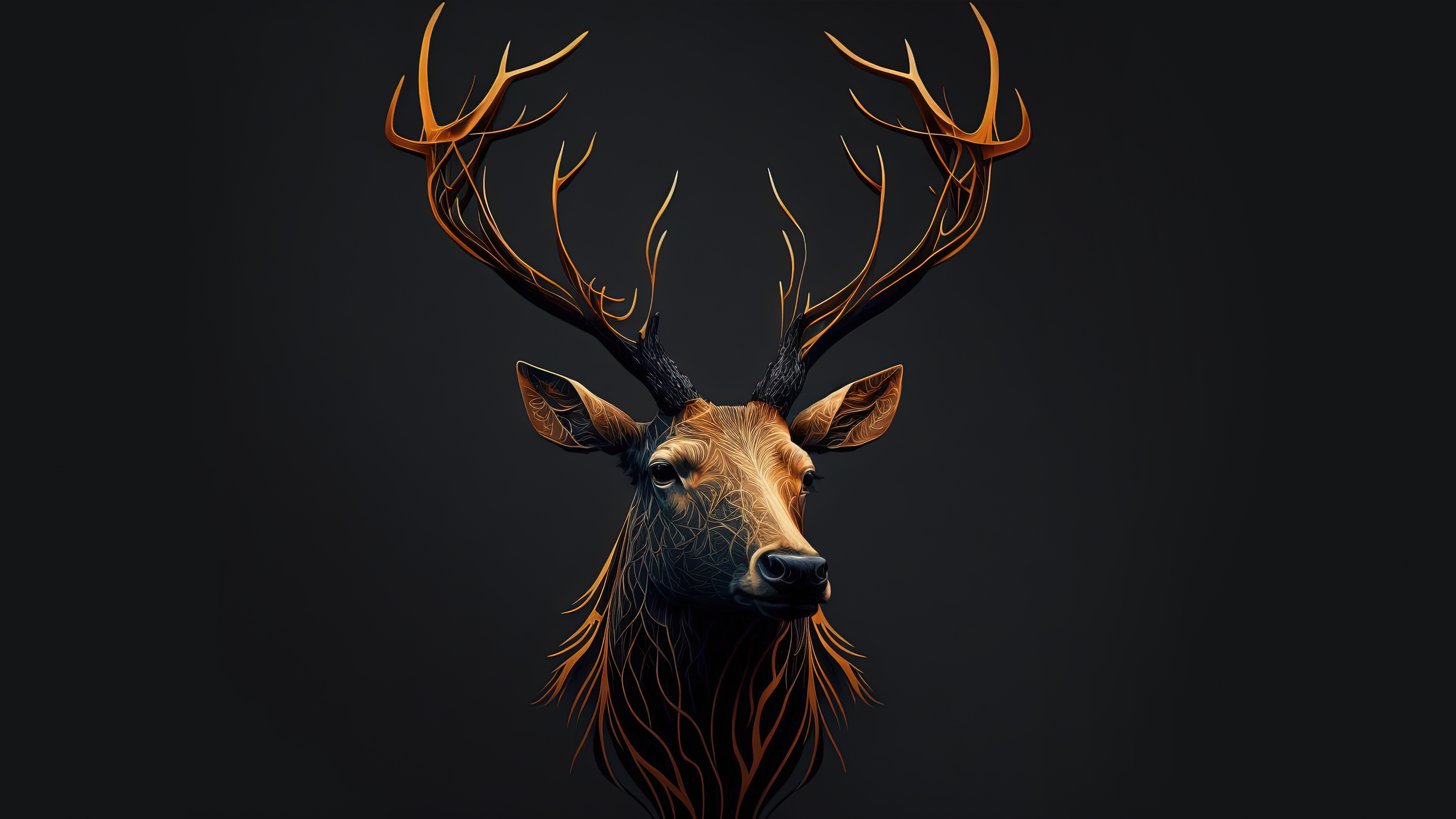 Deer Ai Art Minimalism Digital Art Simple Background Animals 3840x2160