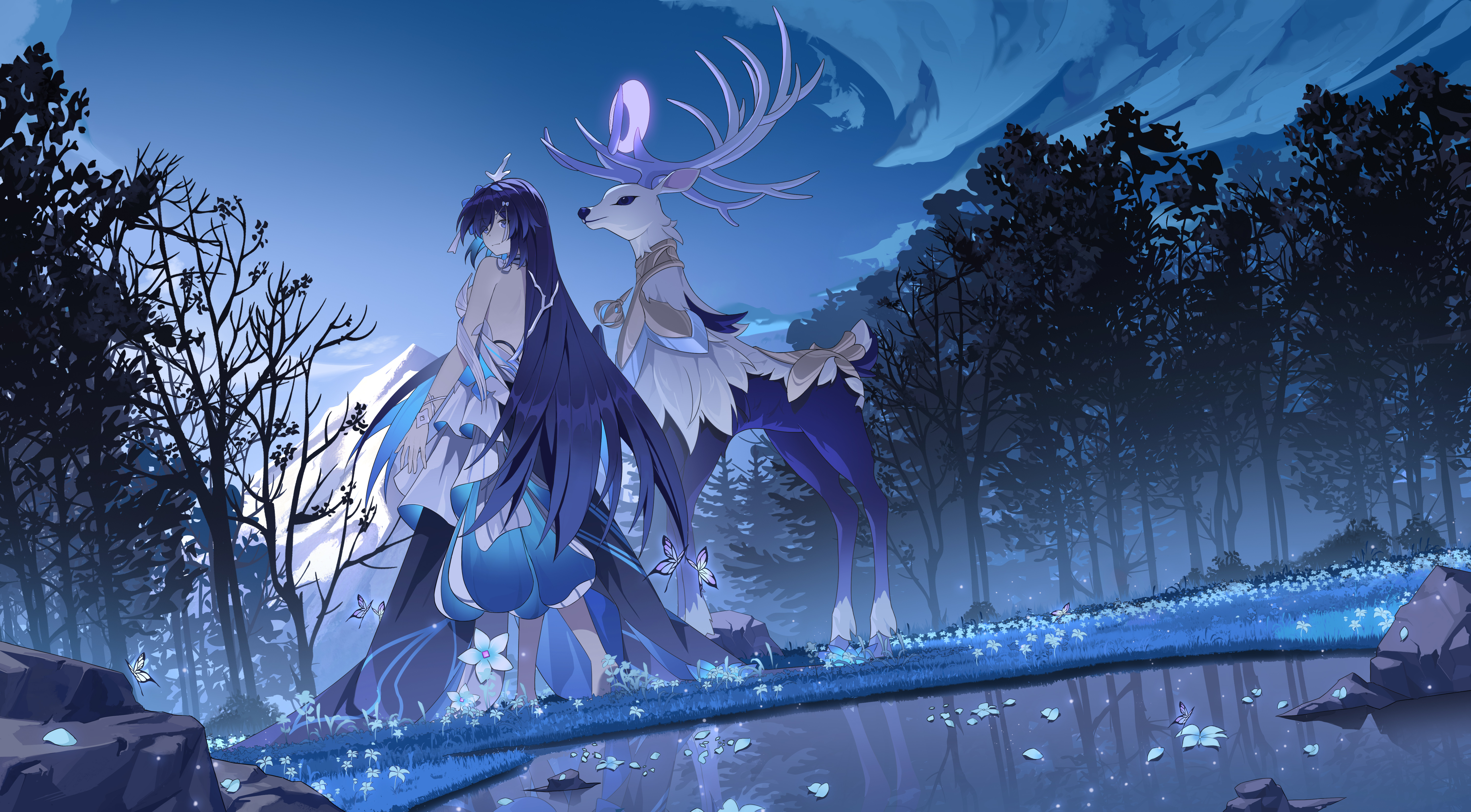 Anime Anime Girls Honkai Impact 3rd Herrscher Of Rebirth Seele Vollerei Forest Honkai Impact Clouds  6000x3312