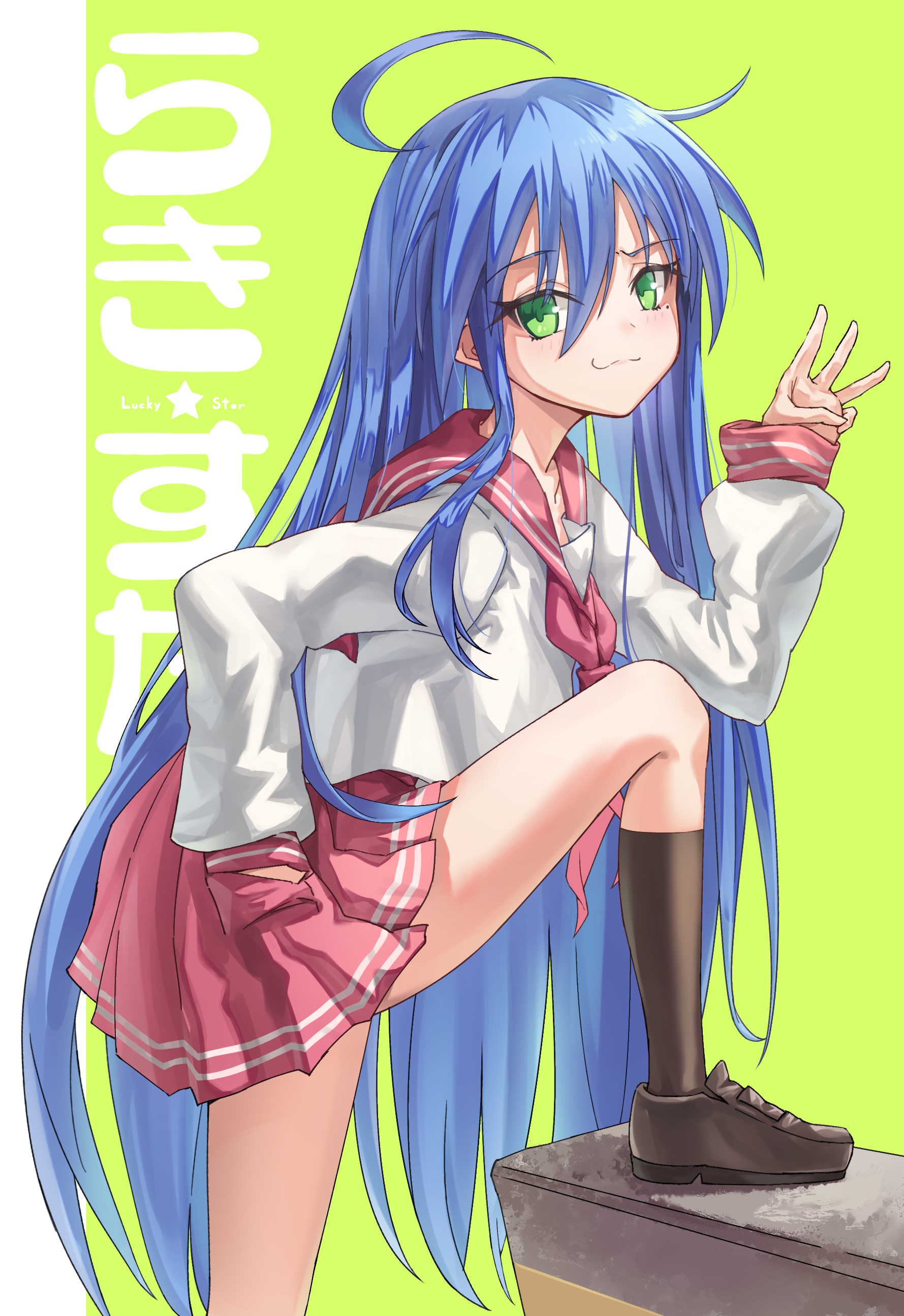 Izumi Konata Blue Hair Skirt Smile Artist Shirt Sailor Uniform Lucky Star Vertical Anime Girls Schoo 1779x2591