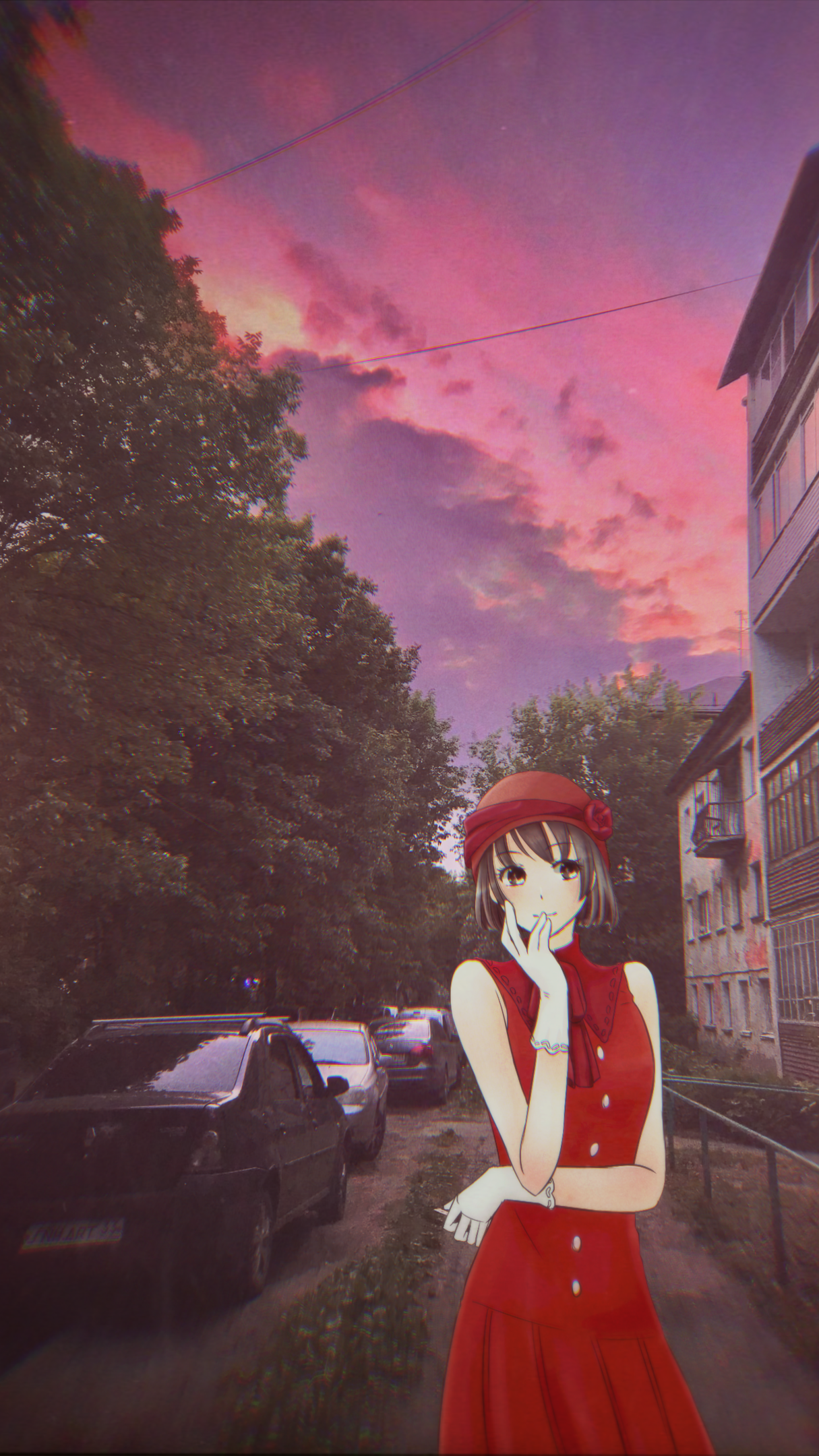 Animeirl Anime Girls Red Red Hats Red Dress Portrait Display Looking At Viewer Smiling Short Hair Gl 1215x2160