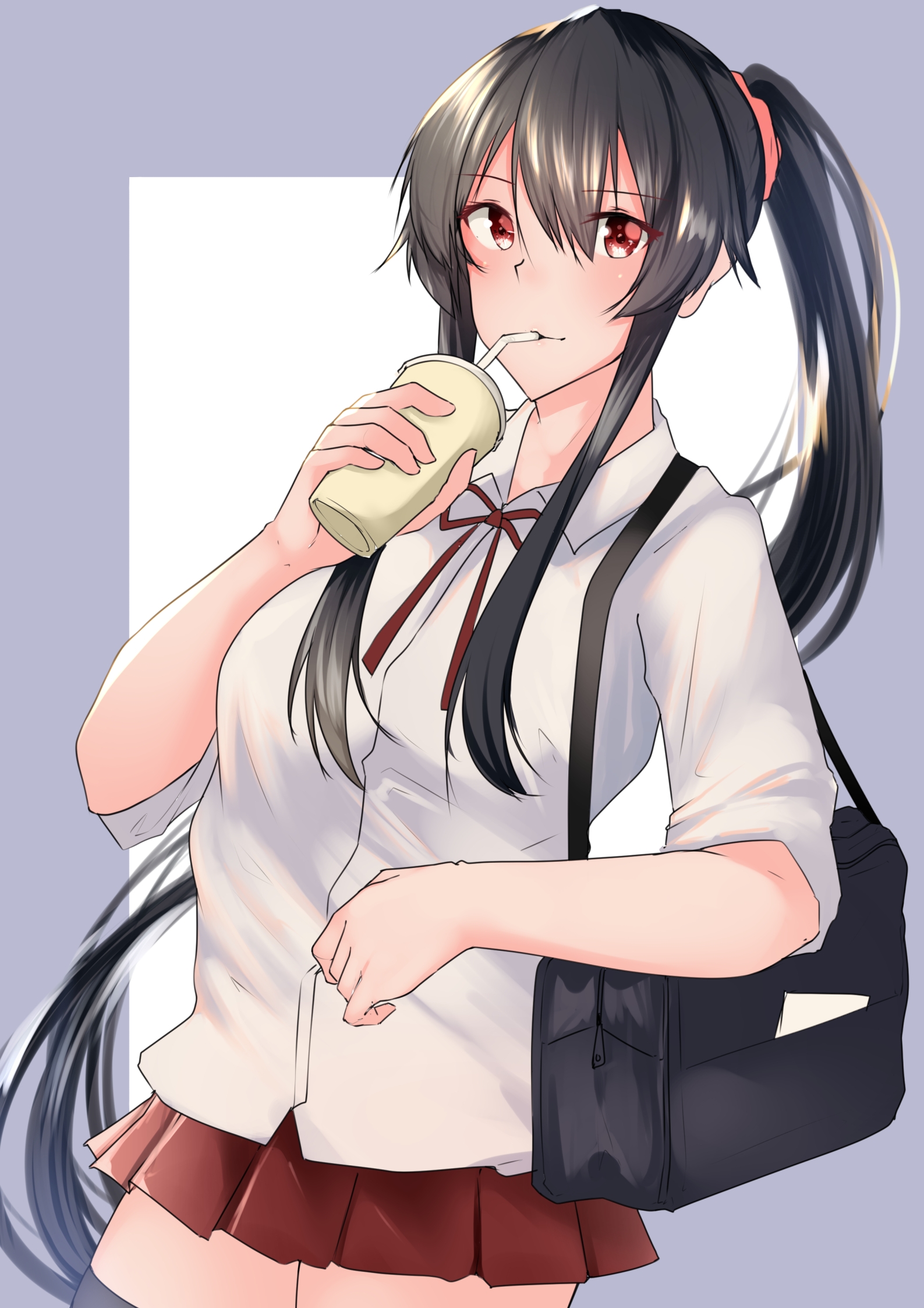 Anime Anime Girls Kantai Collection Yahagi KanColle Long Hair Ponytail Black Hair Artwork Digital Ar 1587x2245