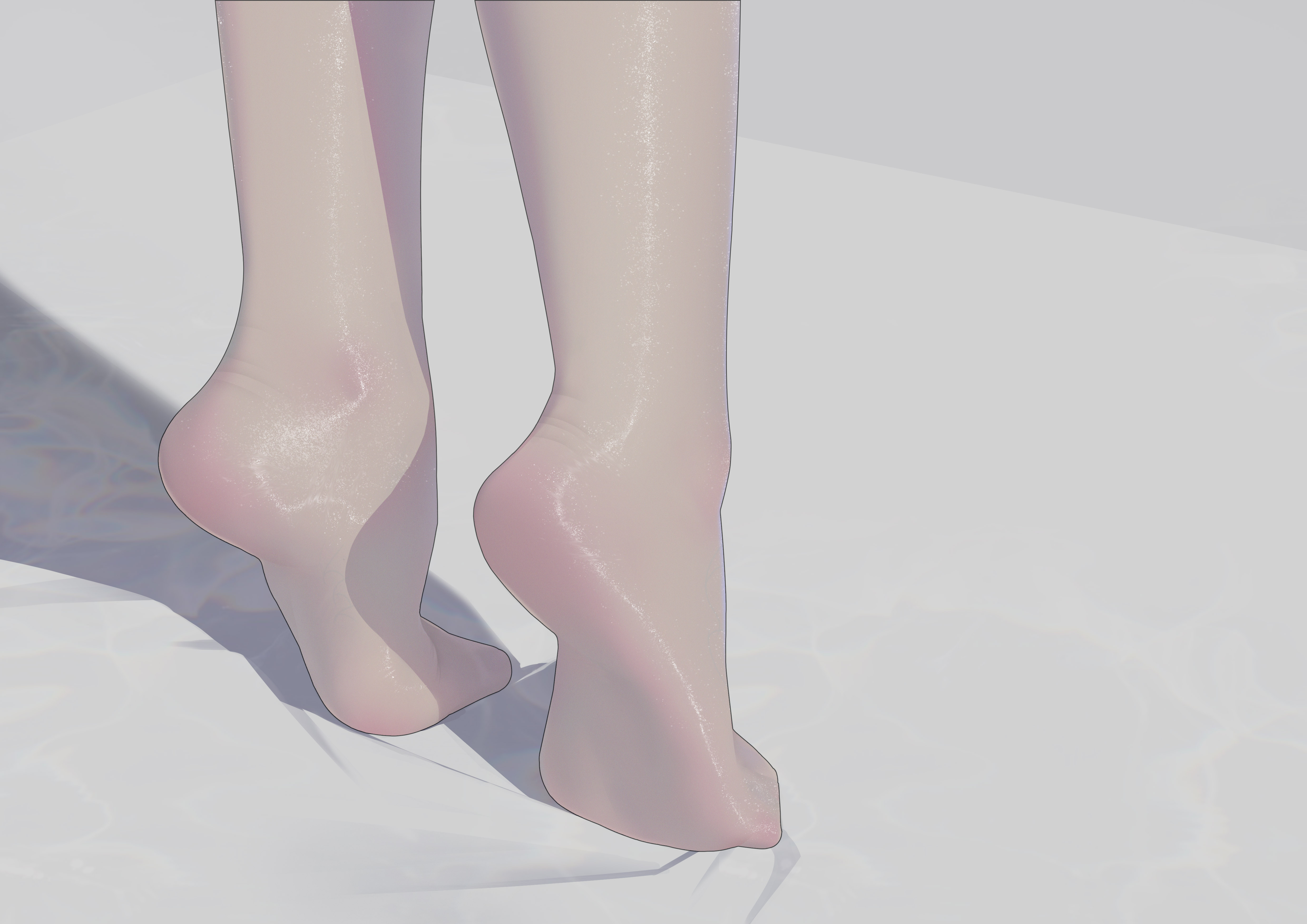 Anime Girls Feet Tiptoe Simple Background Minimalism 4961x3508
