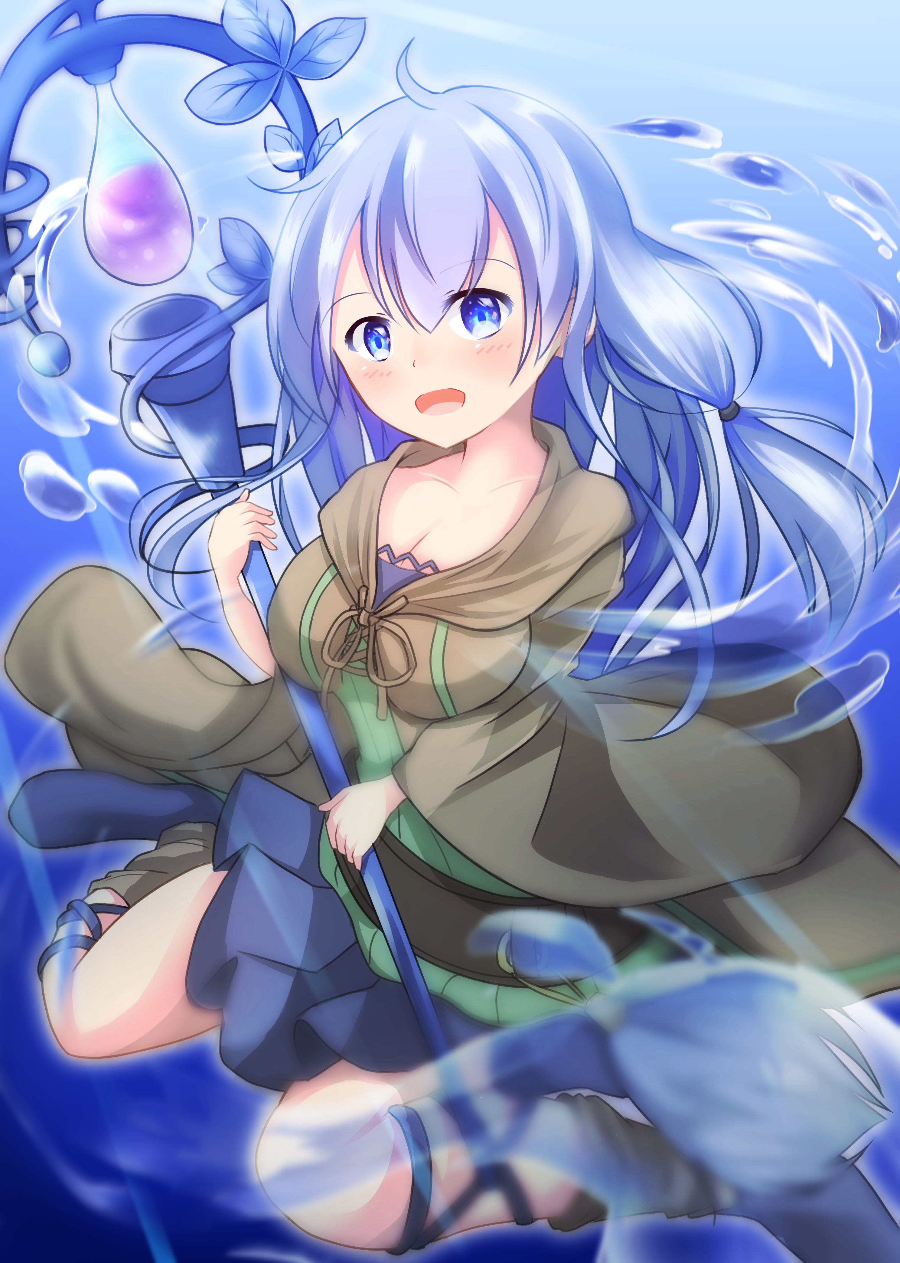 Anime Anime Girls Trading Card Games Yu Gi Oh Eria The Water Charmer Long Hair Blue Hair Solo Artwor 2976x4175
