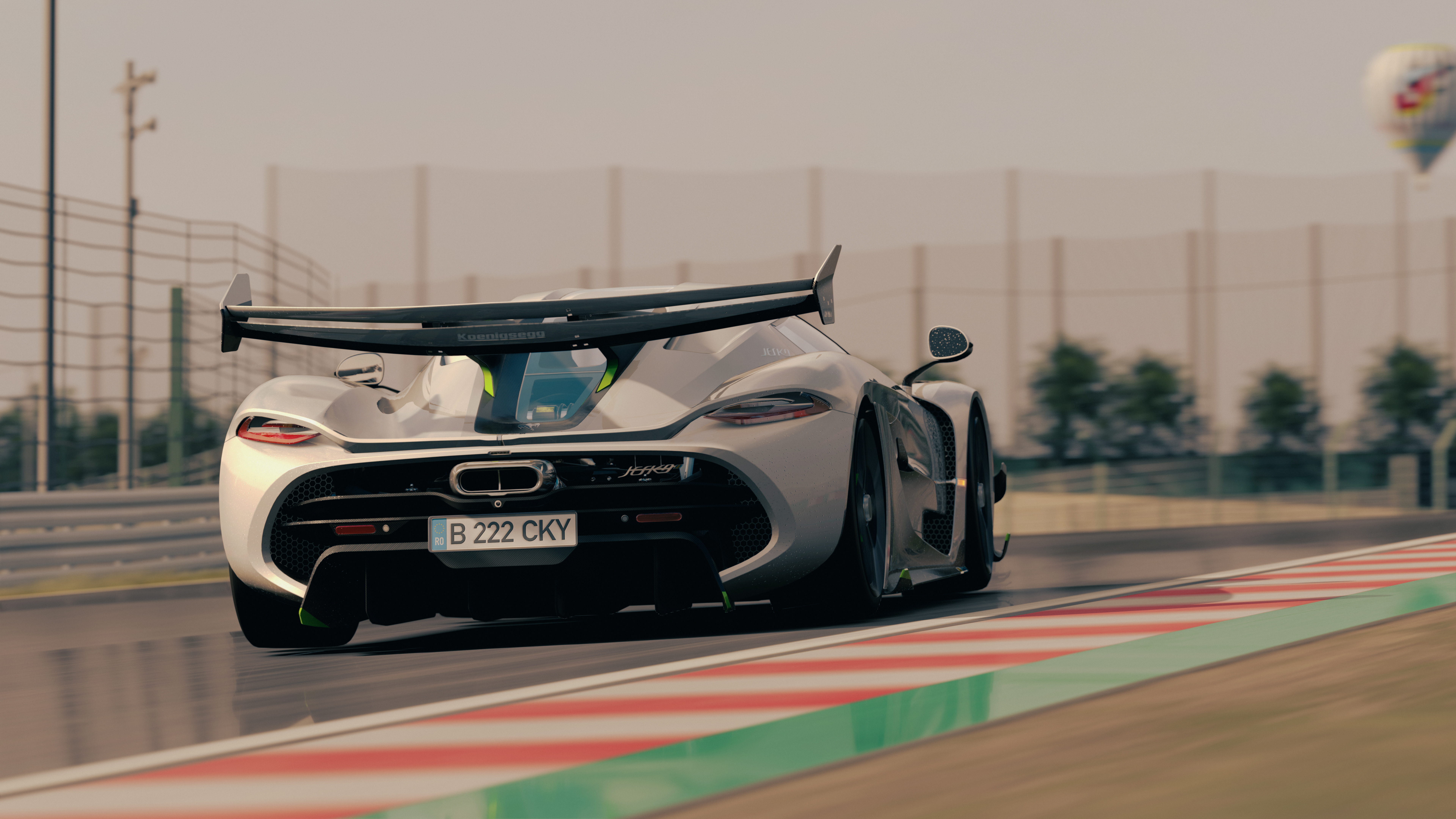 Assetto Corsa Koenigsegg Jesko Tracks PC Gaming Rear View Video Games Car Licence Plates Fence Race  7680x4320
