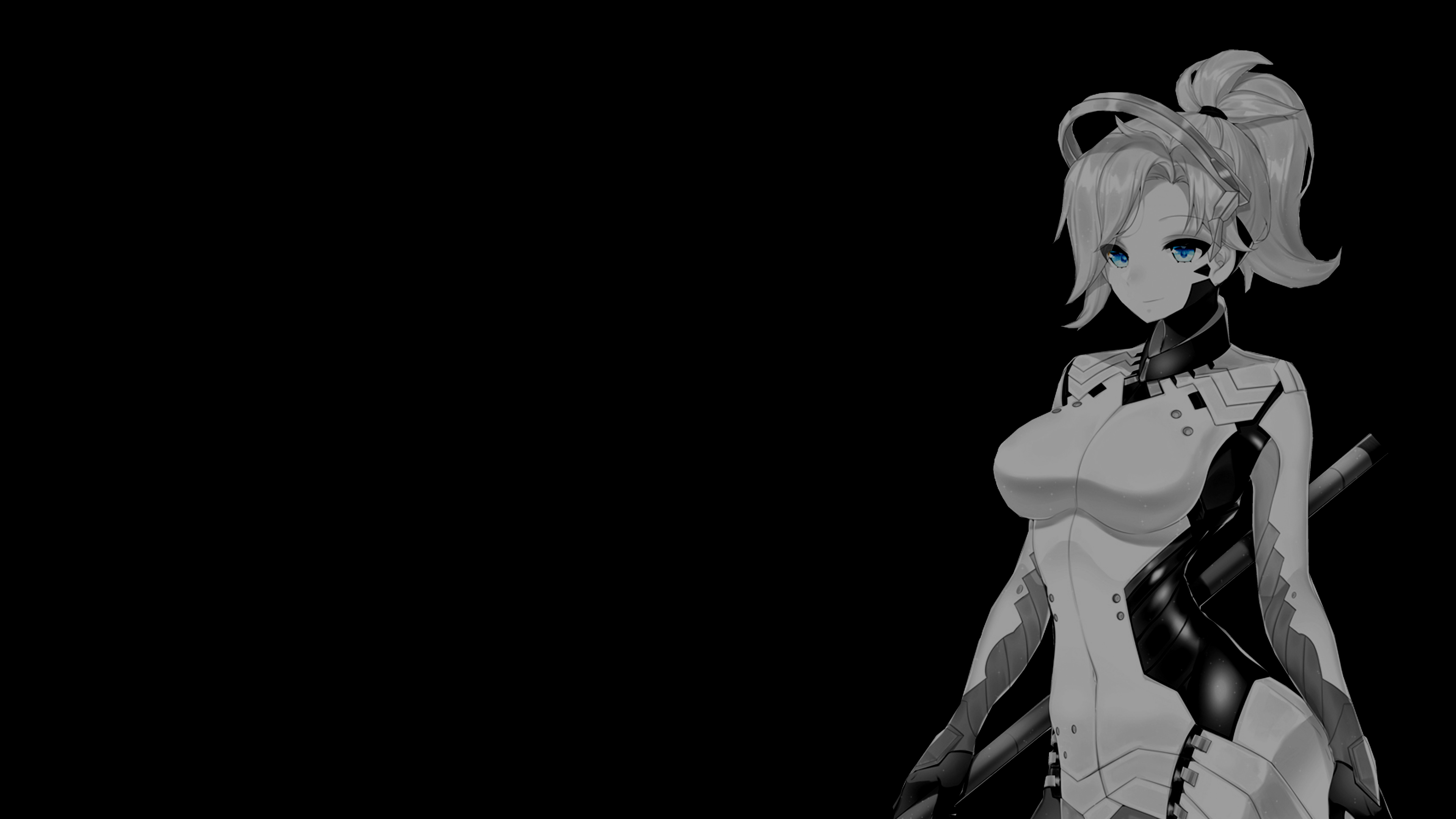 Selective Coloring Black Background Dark Background Simple Background Anime Girls Overwatch Overwatc 3840x2160