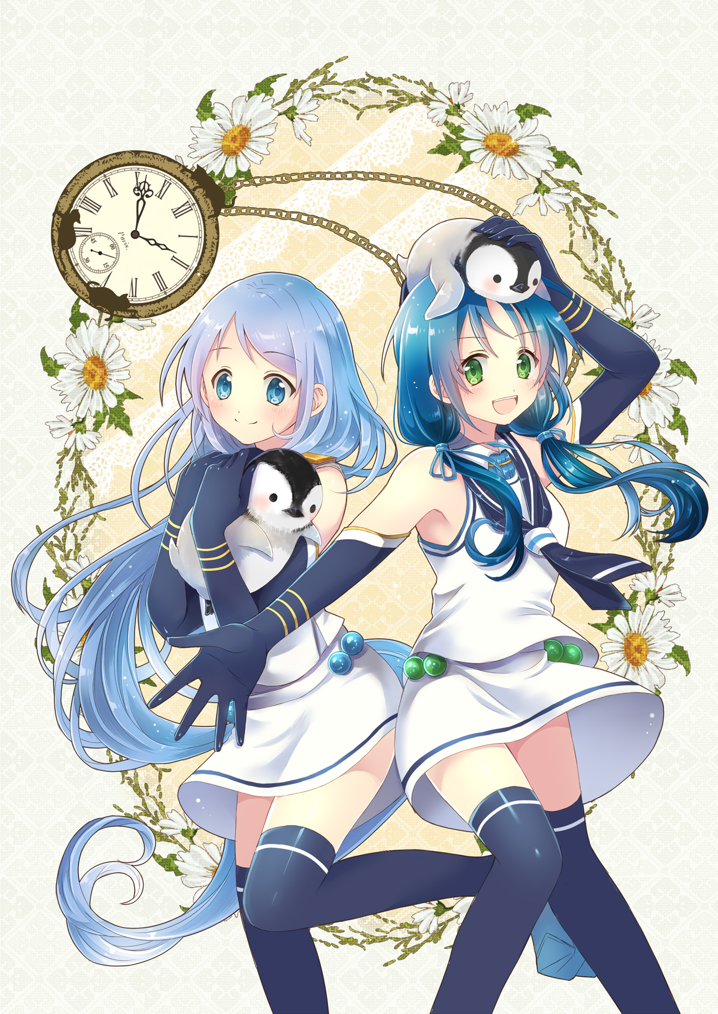 Samidare KanColle Suzukaze KanColle Anime Anime Girls Kantai Collection Long Hair Blue Hair Artwork  1459x2060
