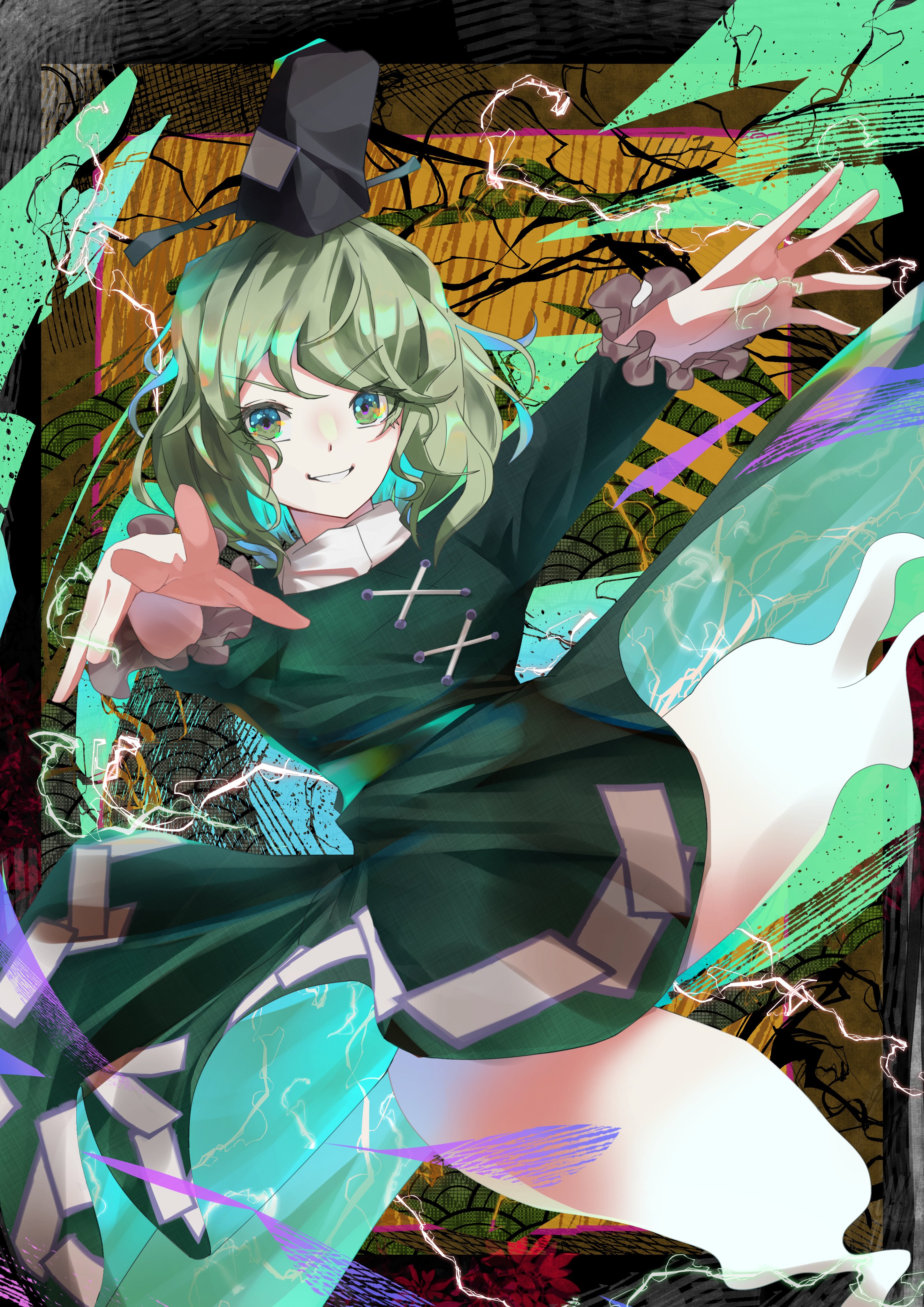 Soga No Tojiko Touhou Anime Anime Girls Short Hair Green Hair Artwork Digital Art Fan Art 2894x4093