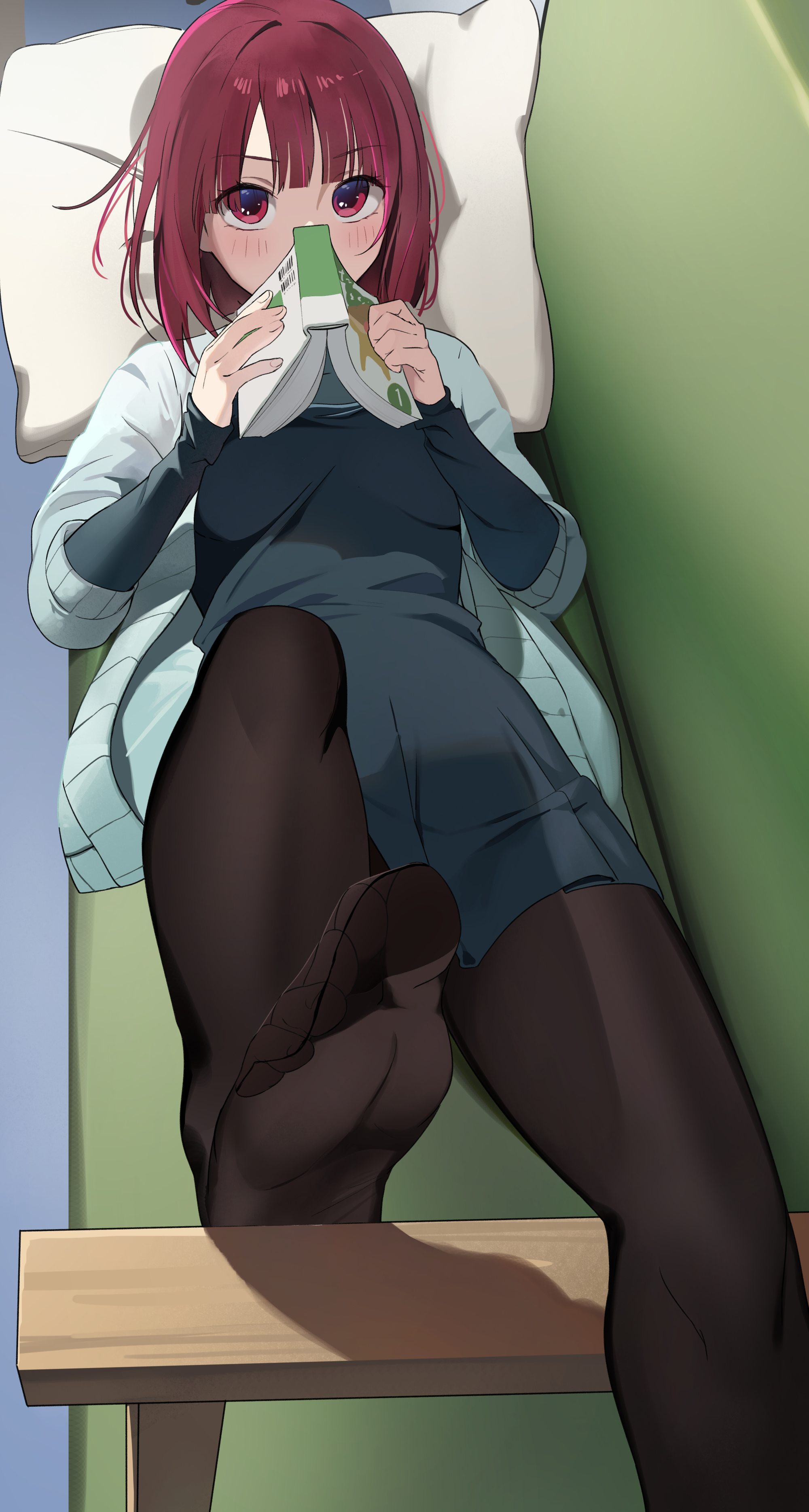 Anime Anime Girls Oshi No Ko Kana Arima Portrait Display Pillow Lying Down Lying On Back Looking At  2000x3736