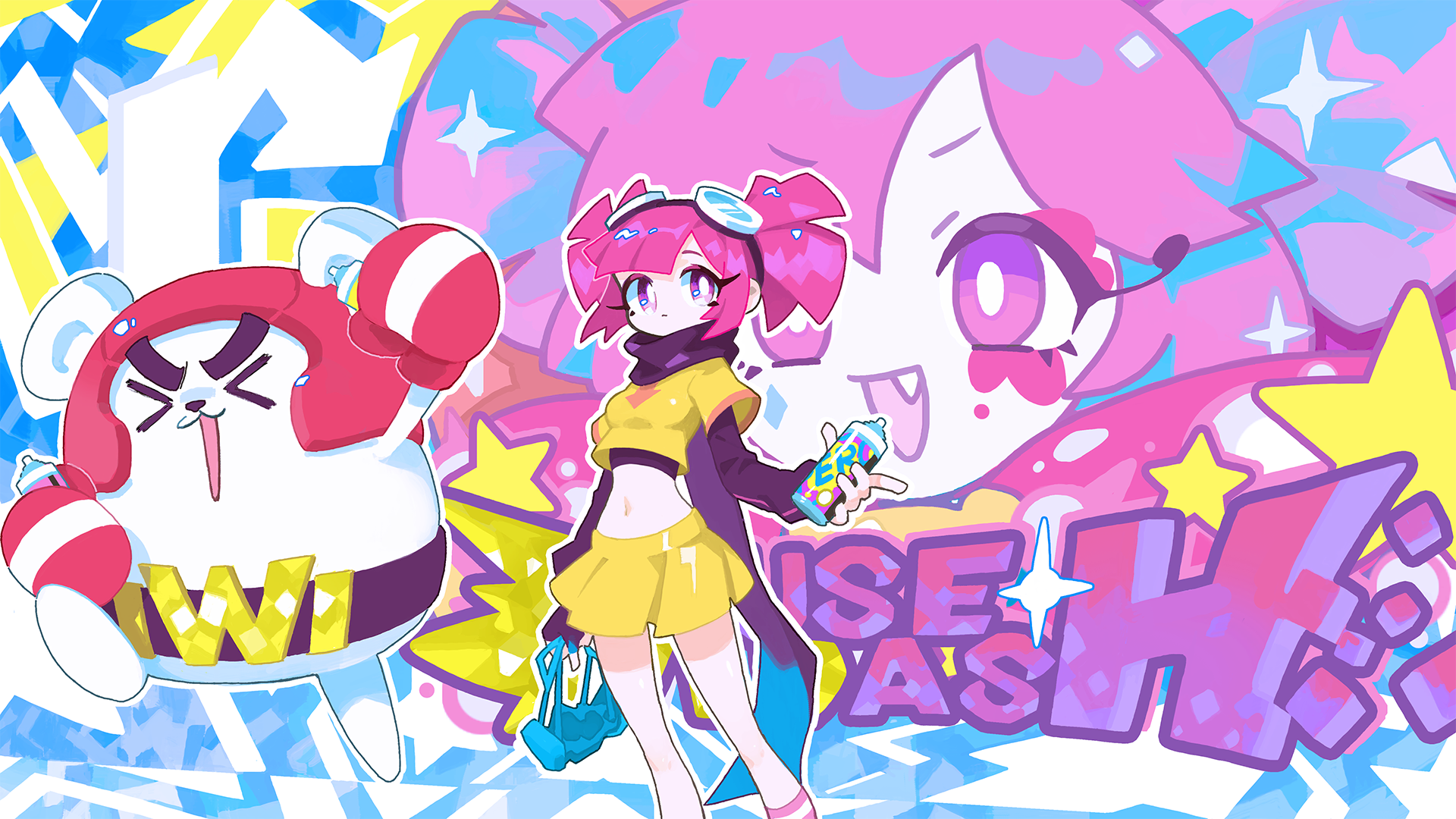 MuseDash Anime Girls Kawai Artist Music Colorful Spray Can 1920x1080