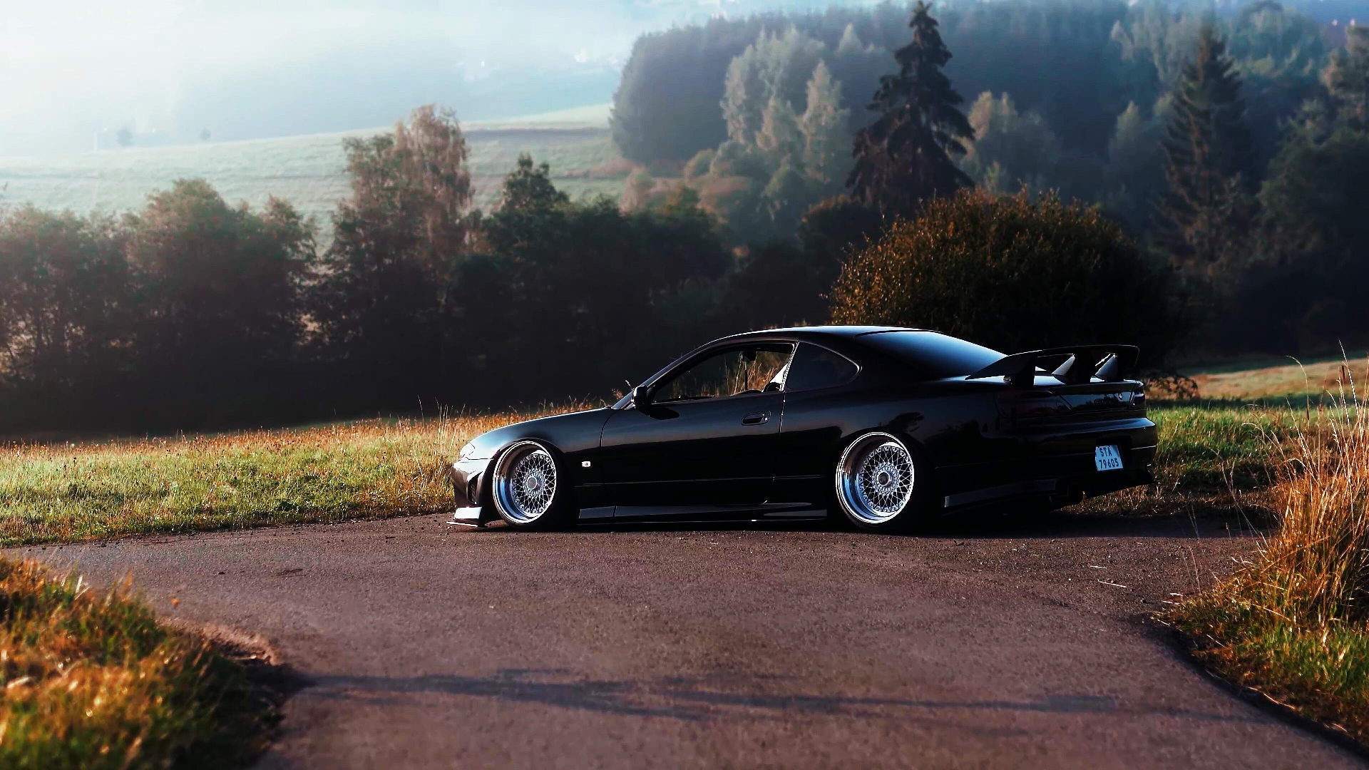 Nissan Silvia S15 Japanese Cars Car Nissan Low Car Side View Trees 1920x1080