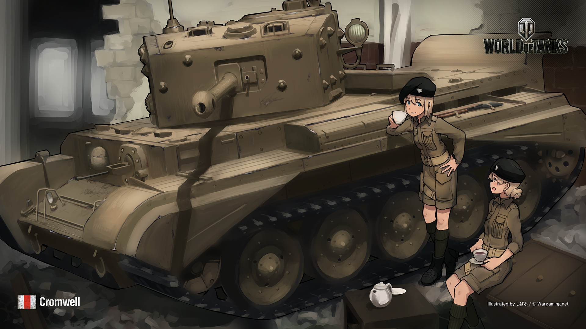 World Of Tanks Kantai Collection Anime Girls Hat Military Vehicle Uniform Signature Watermarked Logo 1920x1080
