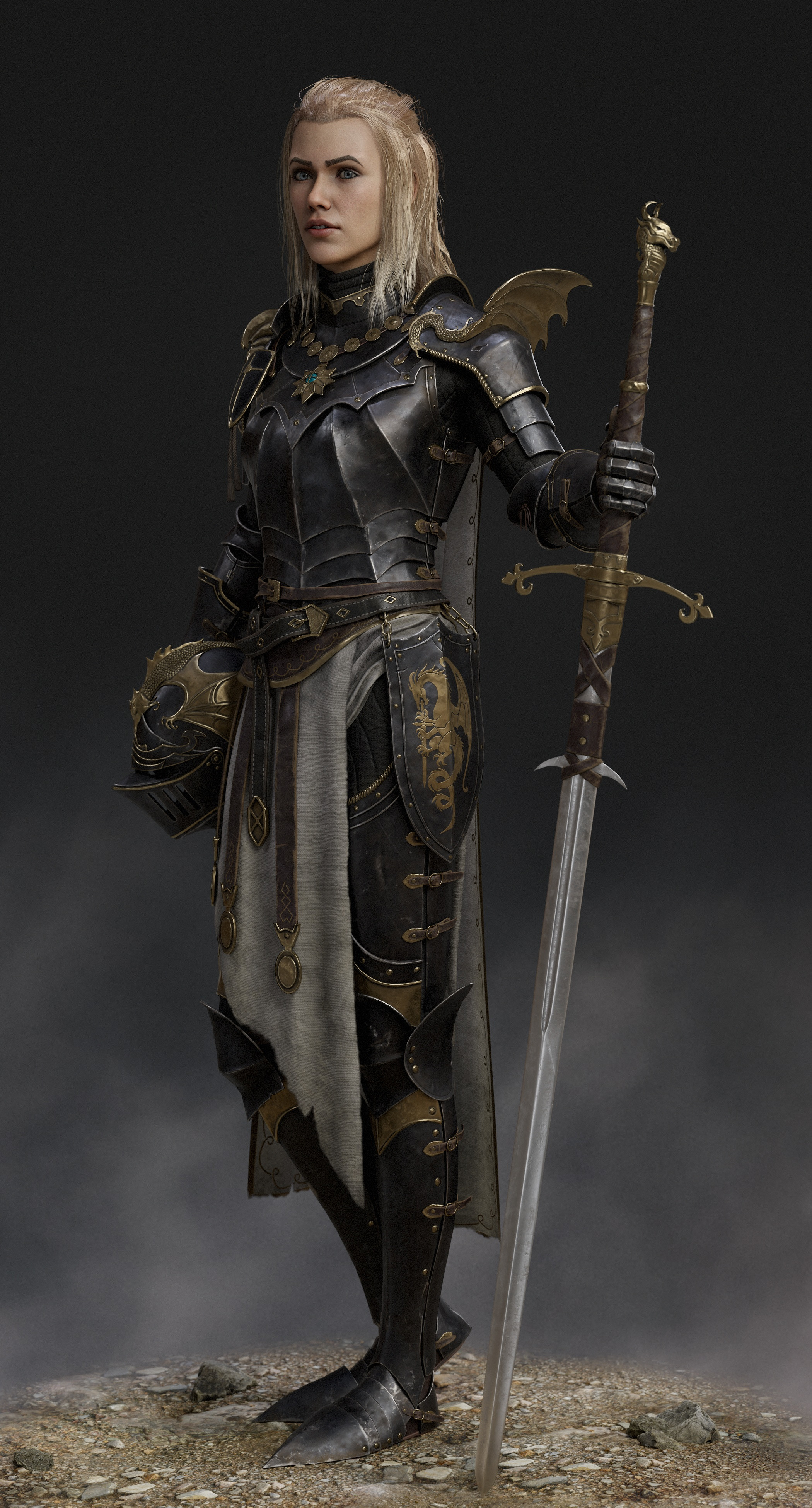 Artwork Digital Art Women Fantasy Art Fantasy Girl Sword Weapon Blonde Armor Armored Fantasy Armor G 2100x3900