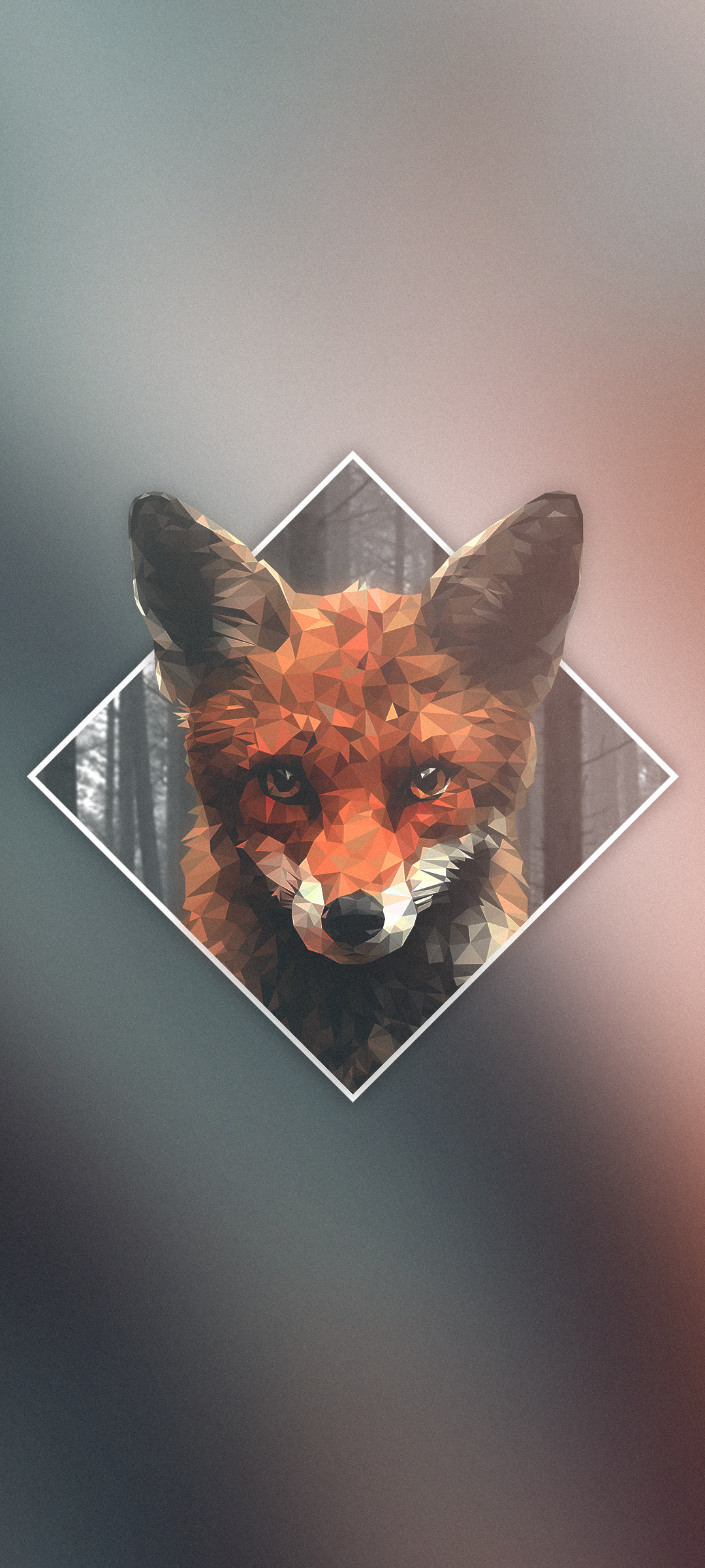 Digital Art Low Poly Polygon Art Fox Animals Gradient Simple Background Minimalism Vertical 1080x2400