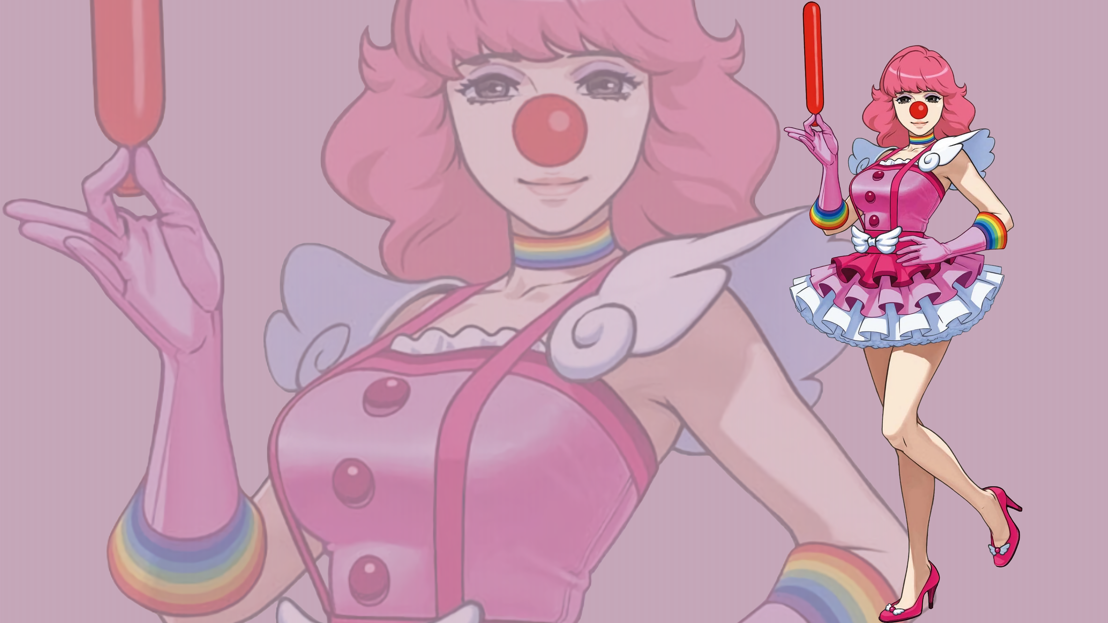Ace Attorney Clown Red Nose Suspenders Frill Dress Shoulder Pads Makeup Eyeshadow Gloves Rainbow Clo 3840x2160