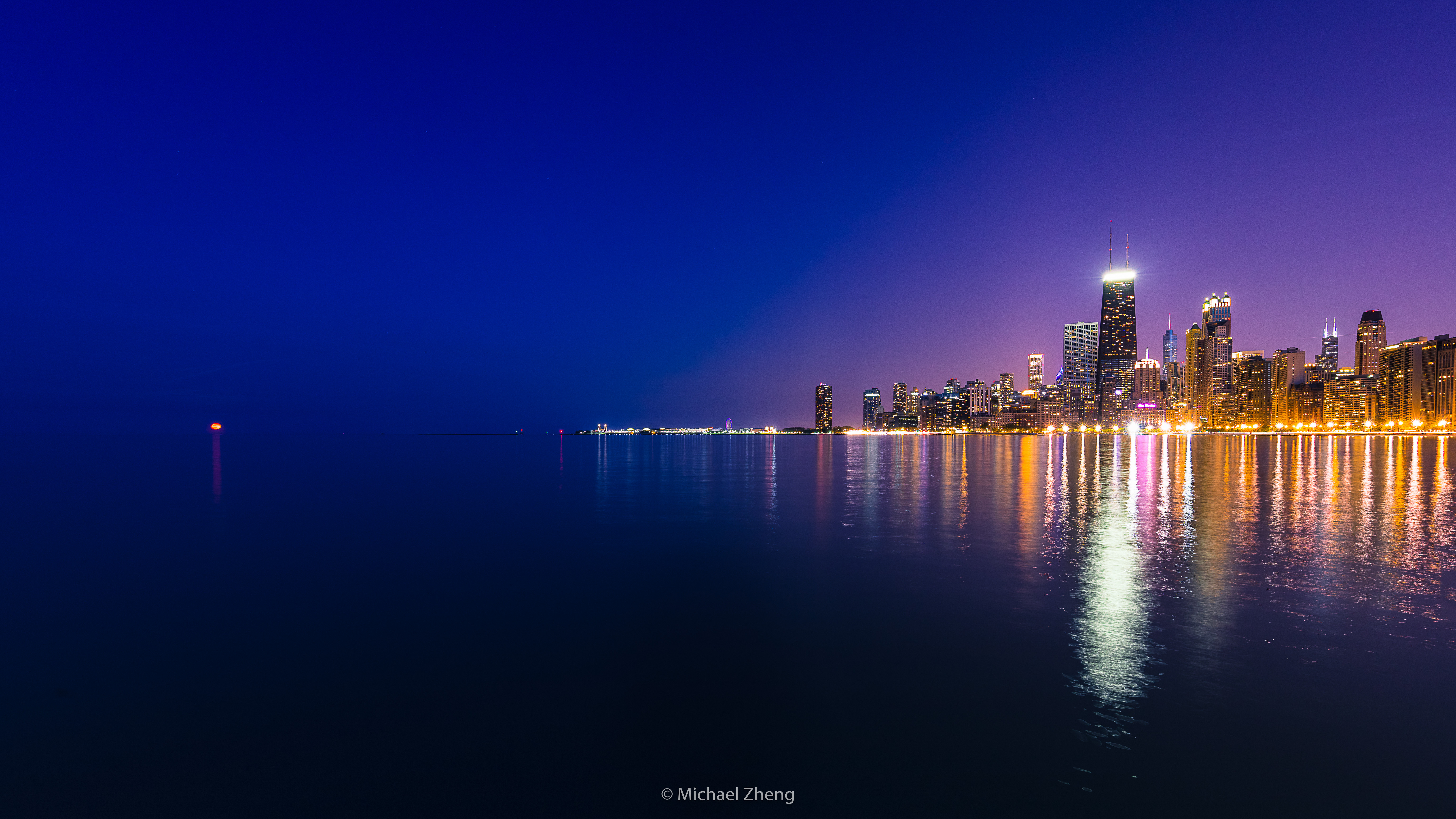 Chicago Photography Landscape City Night Water Reflection City Lights 6144x3456