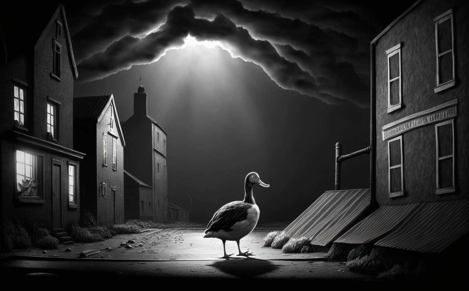 Duck Noir Duck Noir Lamp Post Monochrome Animals 1600x992