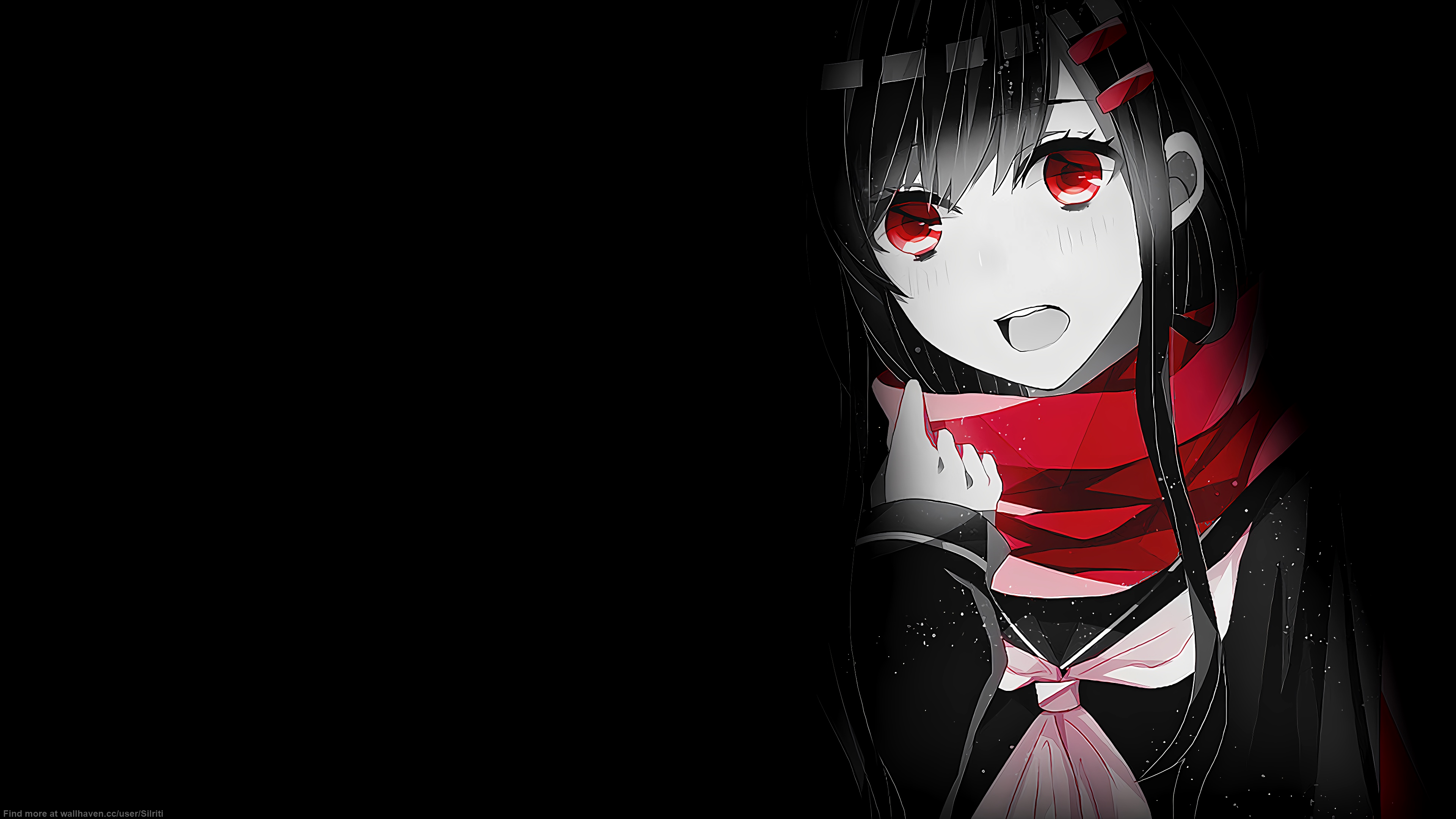 Selective Coloring Black Background Dark Background Simple Background Anime Girls Kagerou Project Mi 3840x2160