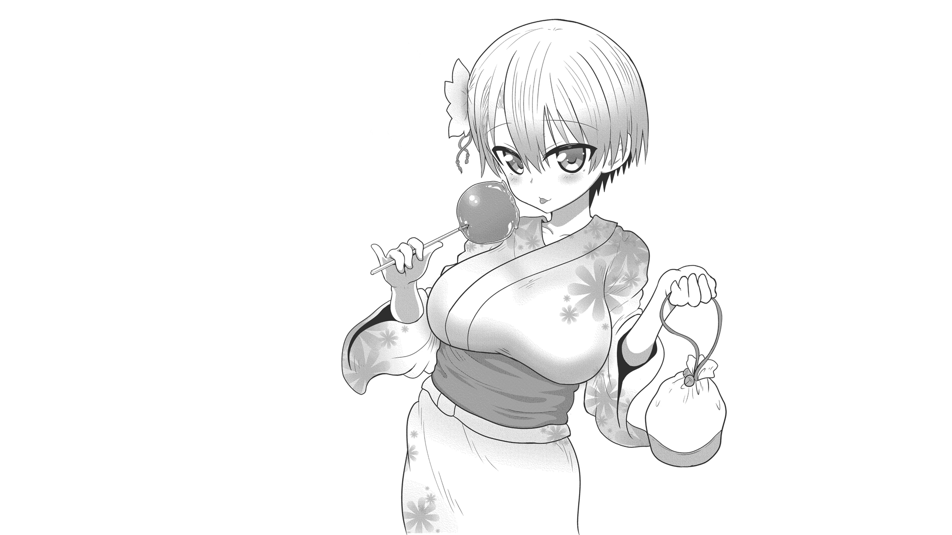 Poop Cat Uzaki Chan Wa Asobitai Dark Drawing Anime Girls Candy Apple Simple Background Minimalism Mo 1920x1080