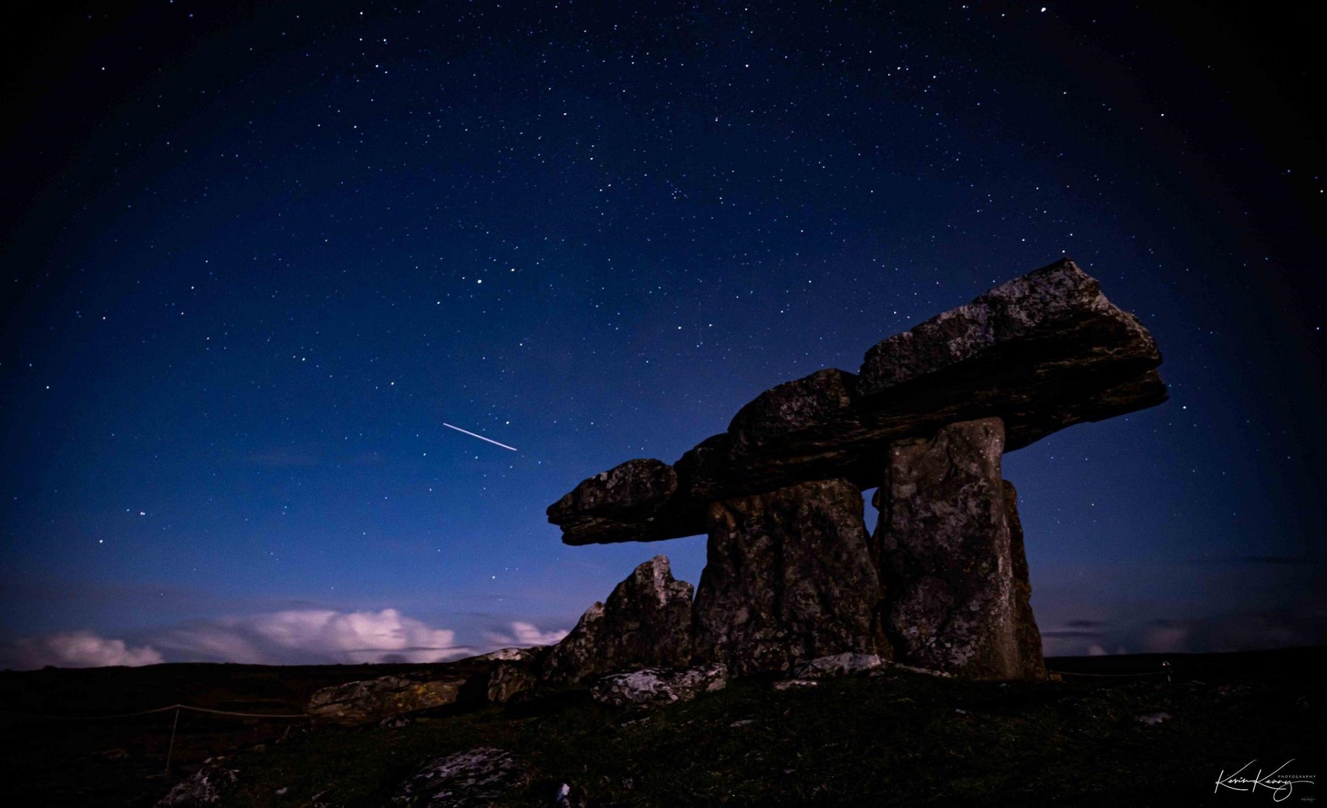Dolmen Ruins Night Architecture Prehistoric Starry Night Stars Sky Rocks Clouds 1920x1170
