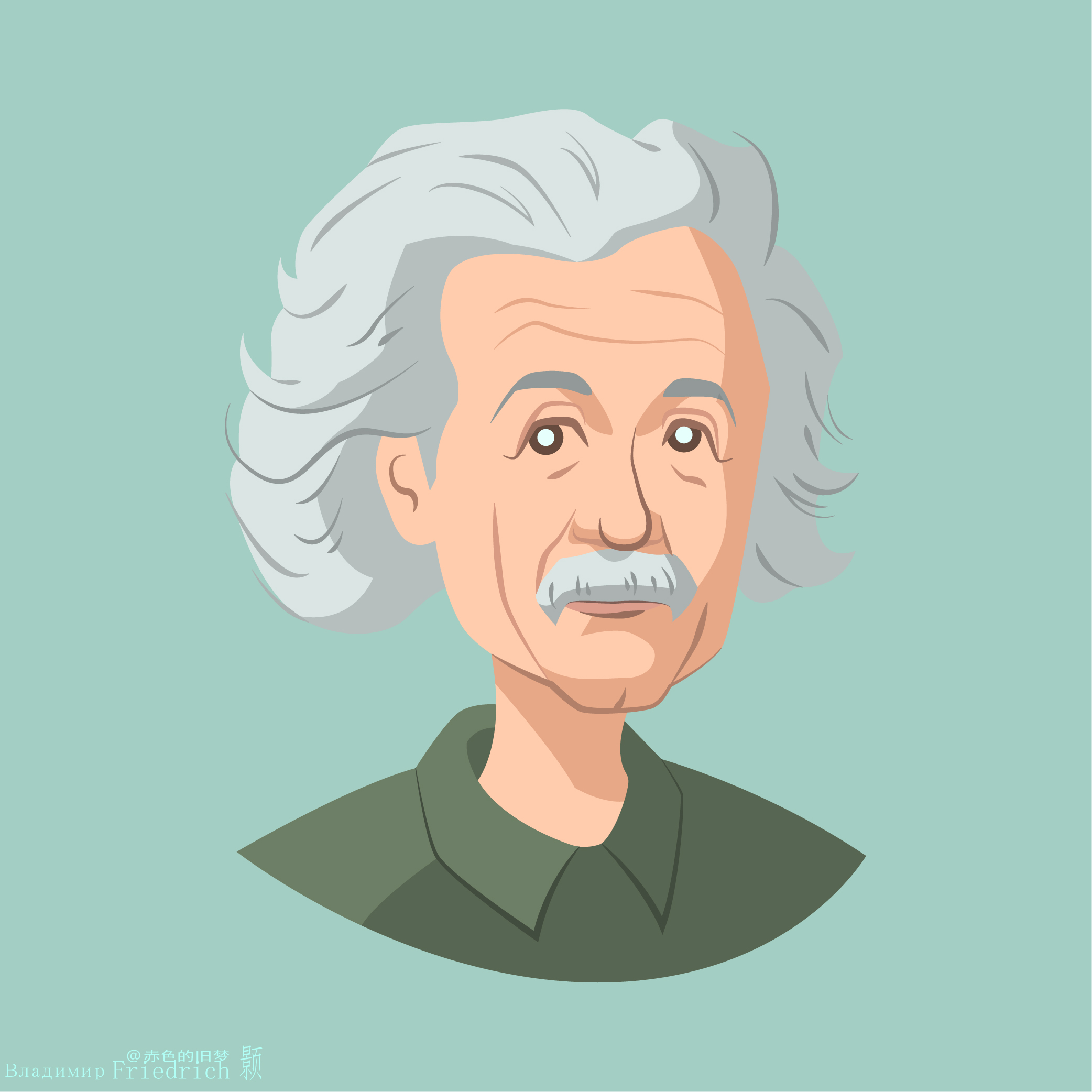 Flatdesign Albert Einstein Scientists Minimalism Simple Background 2084x2084