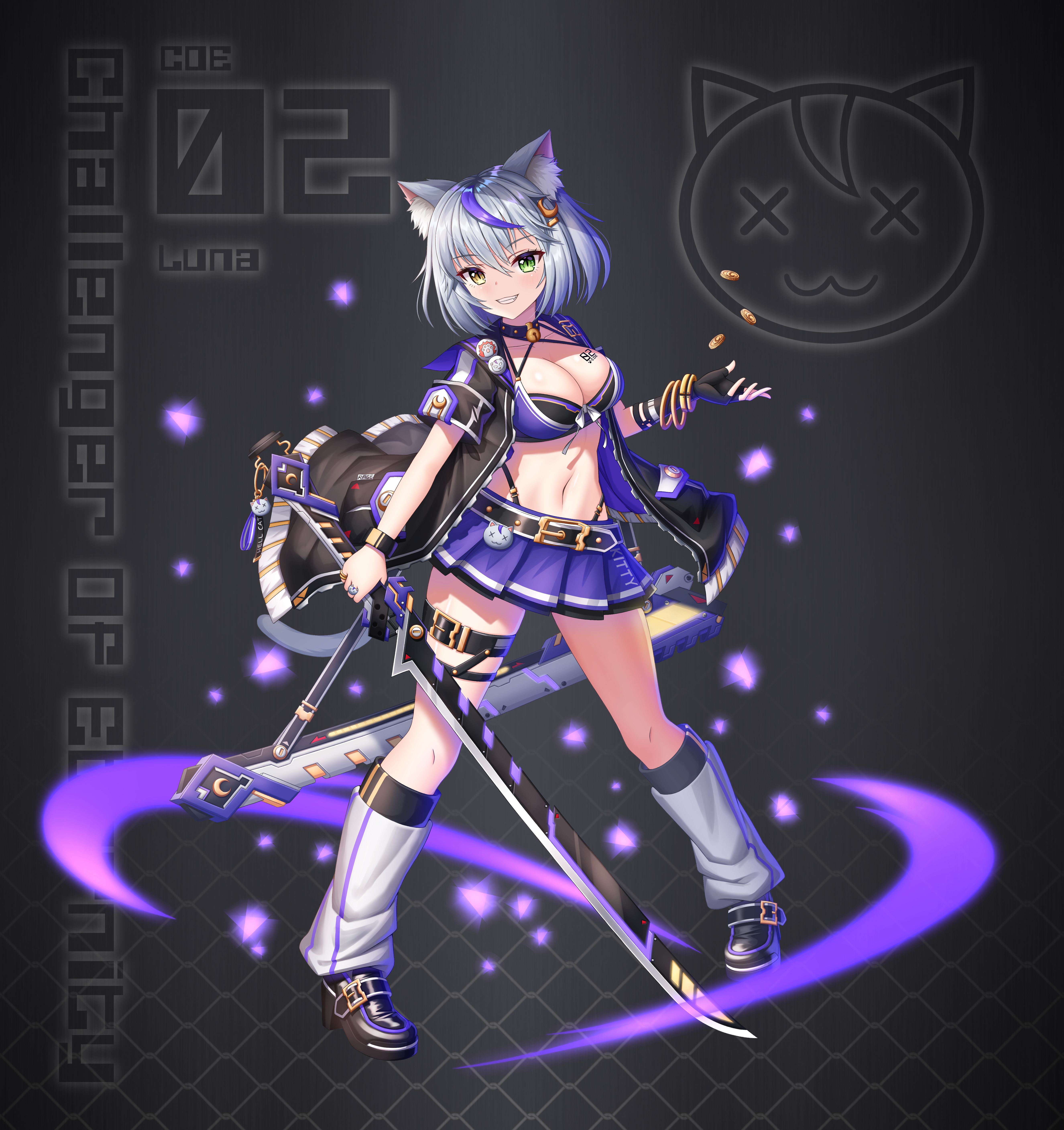 Animal Ears Anime Girls Heterochromia Cat Girl Cat Ears Sword 5302x5630