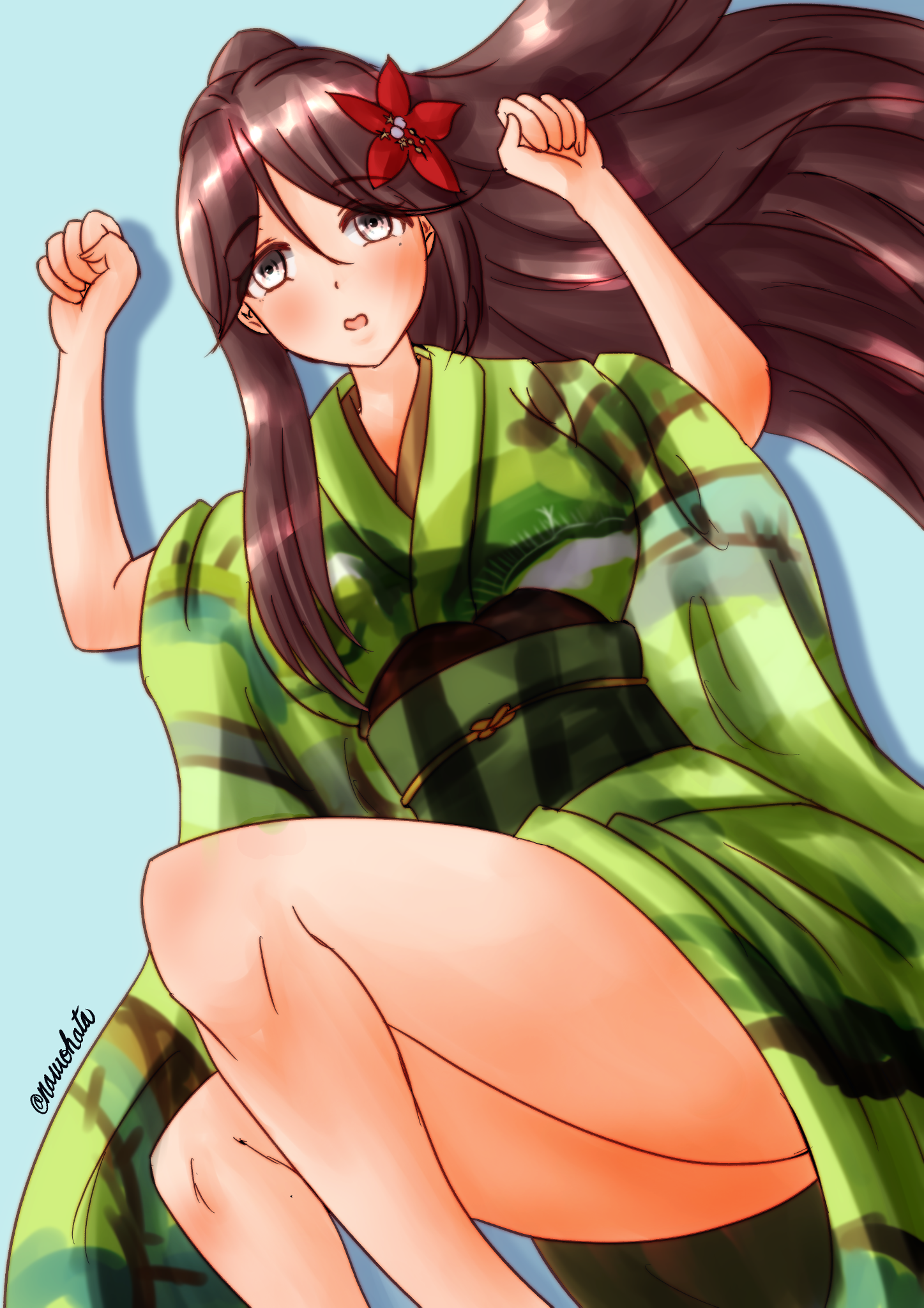 Anime Anime Girls Kantai Collection Amagi Kancolle Long Hair Brunette Solo Artwork Digital Art Fan A 1447x2047